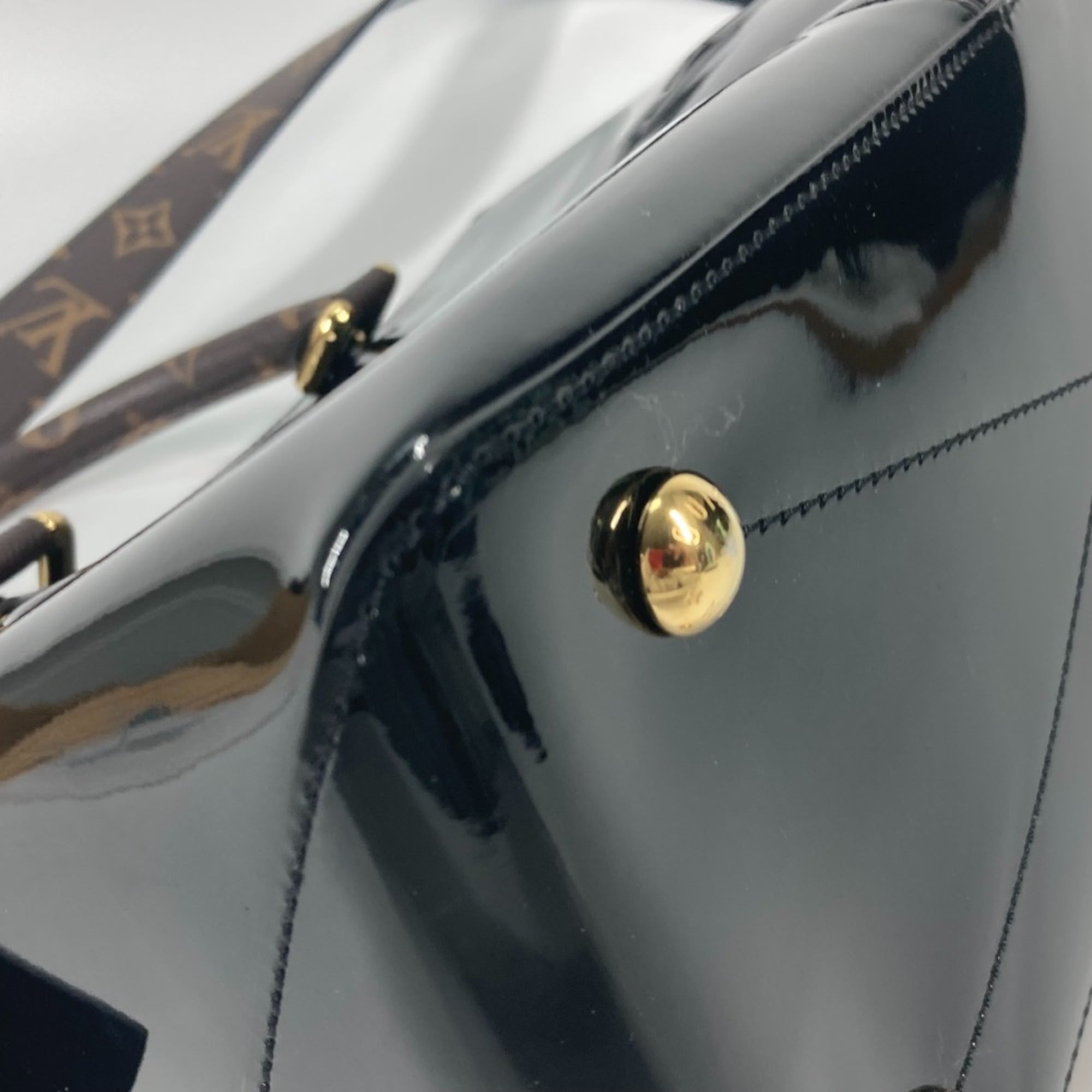LOUIS VUITTON M54626 Vernis Tote Miroir 2-Way Bag, Shoulder Handbag, Patent Leather/Monogram Canvas, Women's, Noir Black — Like New