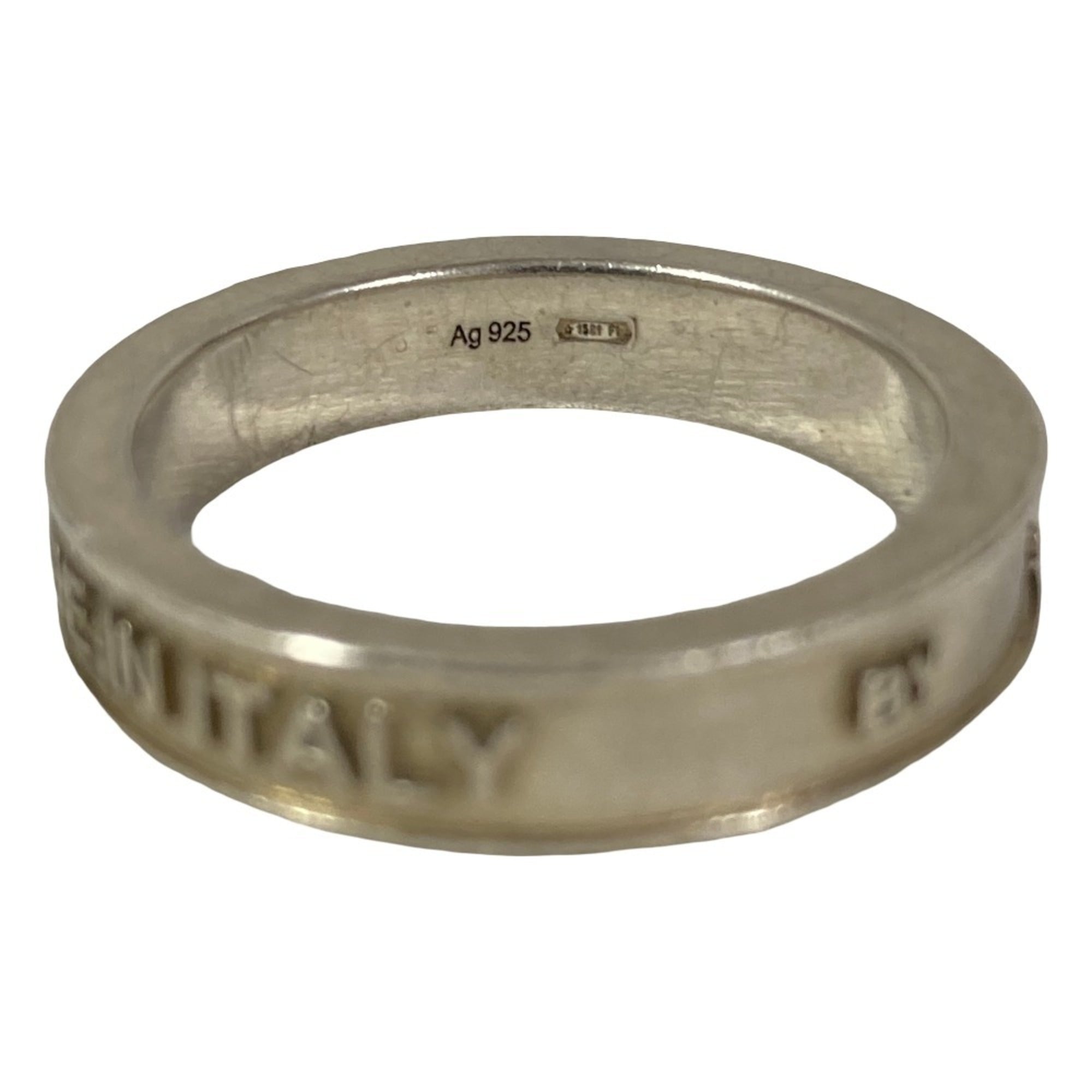 GUCCI Interlocking G Script Logo Ring, 925 Sterling Silver, Size 2, Men's — Like New