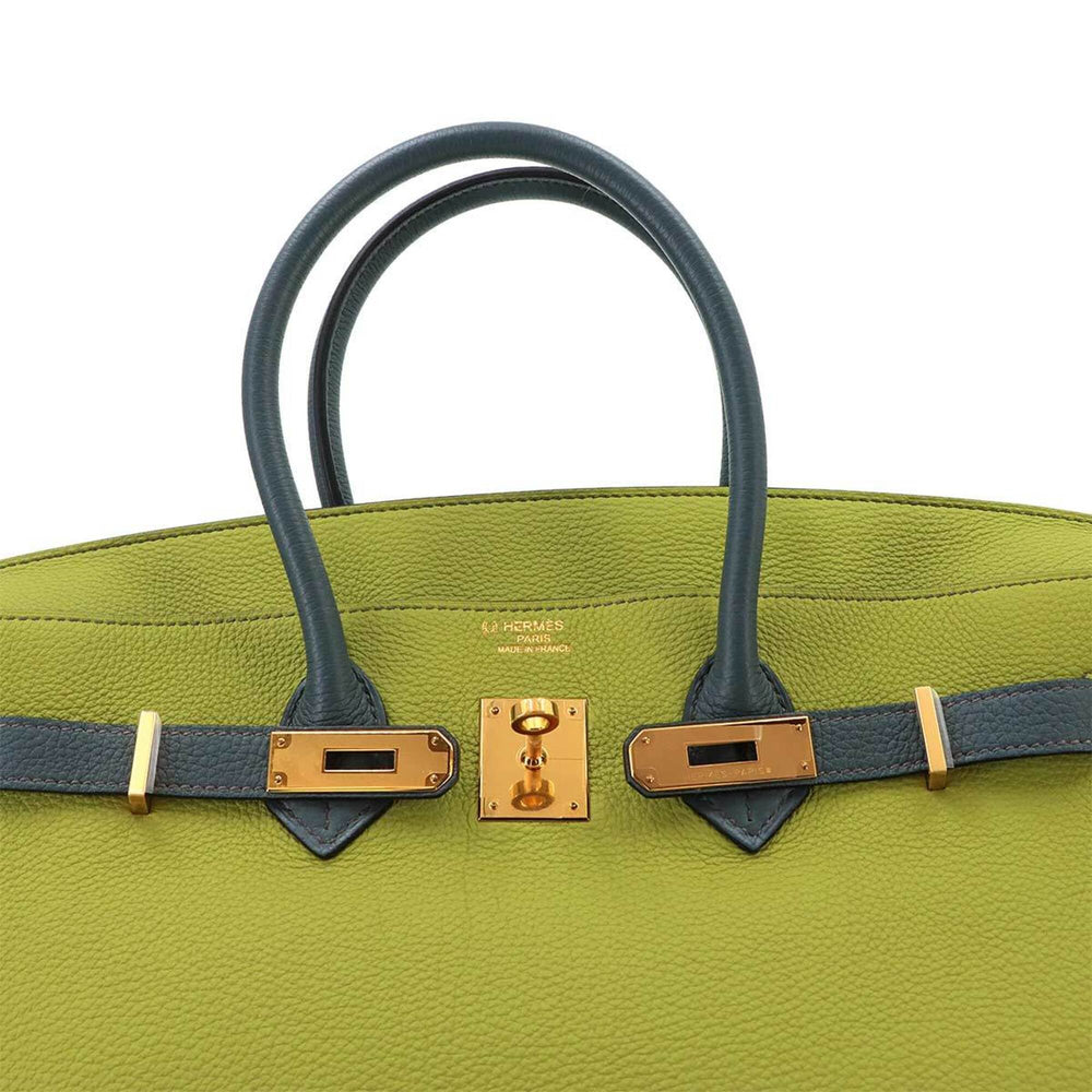 Hermes Birkin 35 Personal SPO Togo Pistachio Blue Orage Handbag □Q Stamp Gold Hardware — New - Store Return