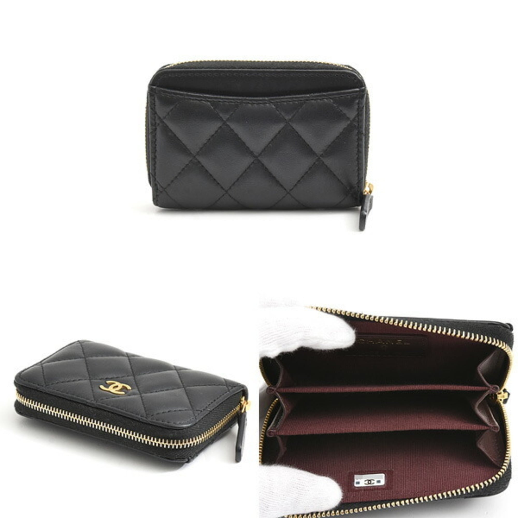 Chanel Women's Matelasse Wallet, Coin Case, Card Random Black Lambskin, CHANEL AP0216
