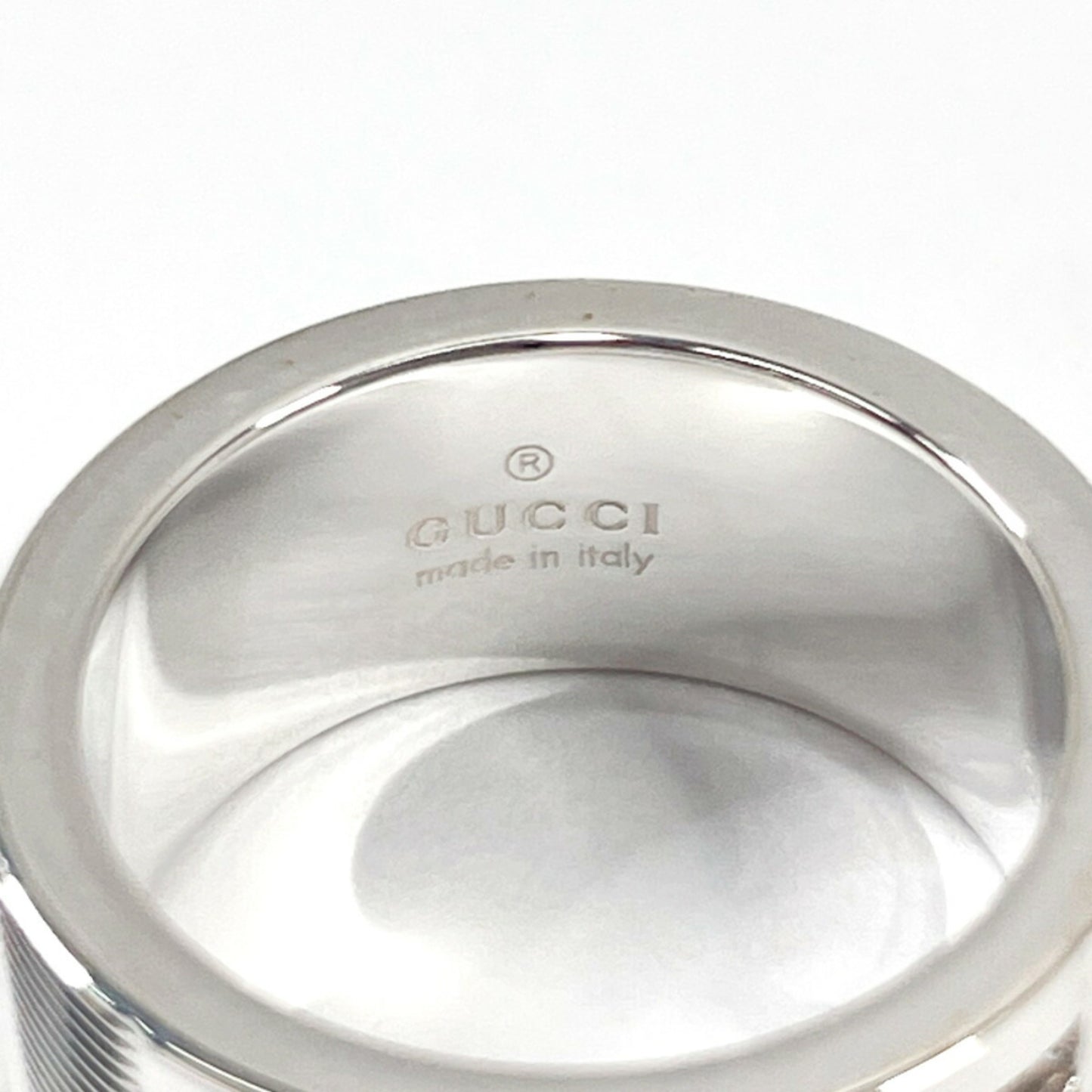 GUCCI Branded Cutout G Ring, 925 Sterling Silver, 7.5mm, Women's
