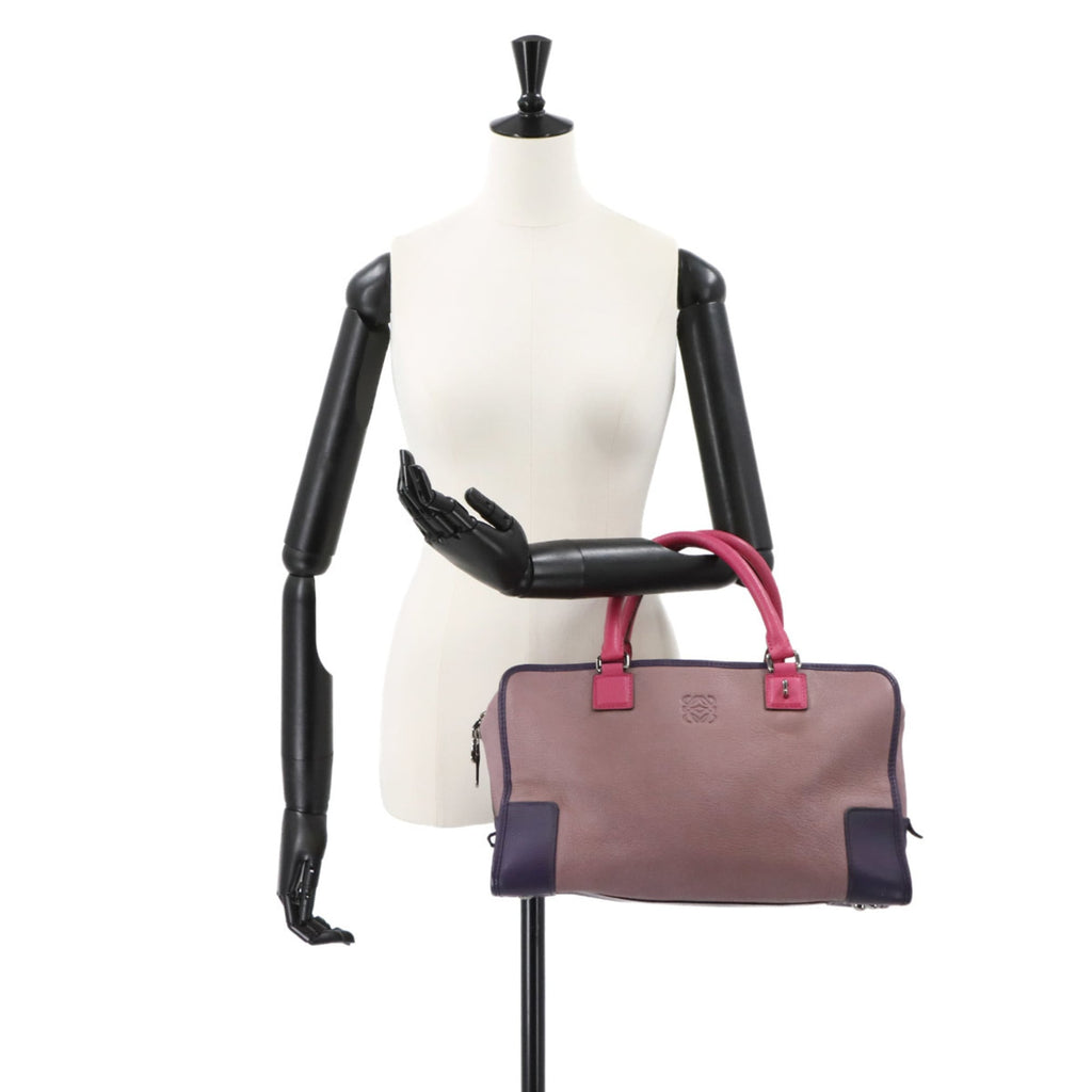 LOEWE Amazona 36 Handbag in Pink and Purple Leather with Silver Hardware (Product Code: 352.35AA22)