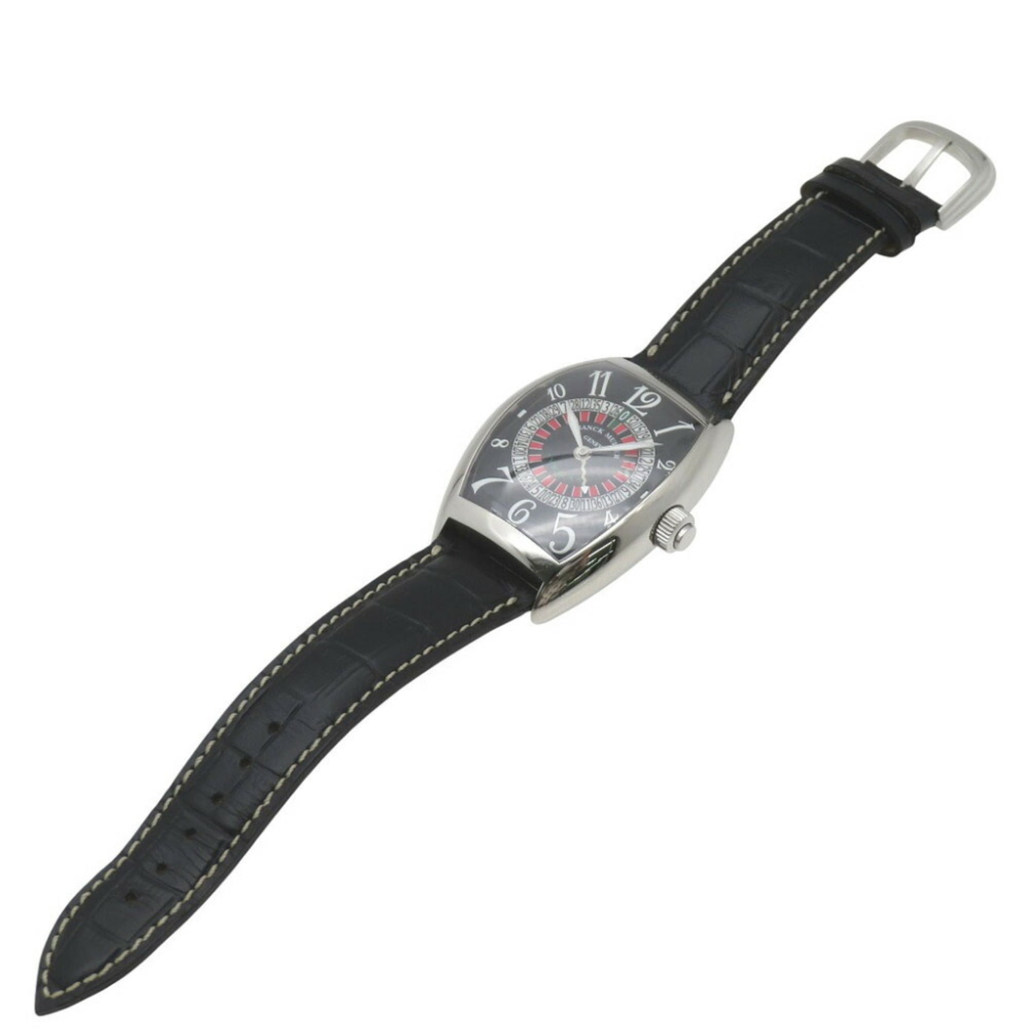Franck Muller Vegas Roulette Big Face 8880VEGAS Automatic Watch SS/Embossed Leather Black Dial 0760FRANCK MULLER Men's — Very Good
