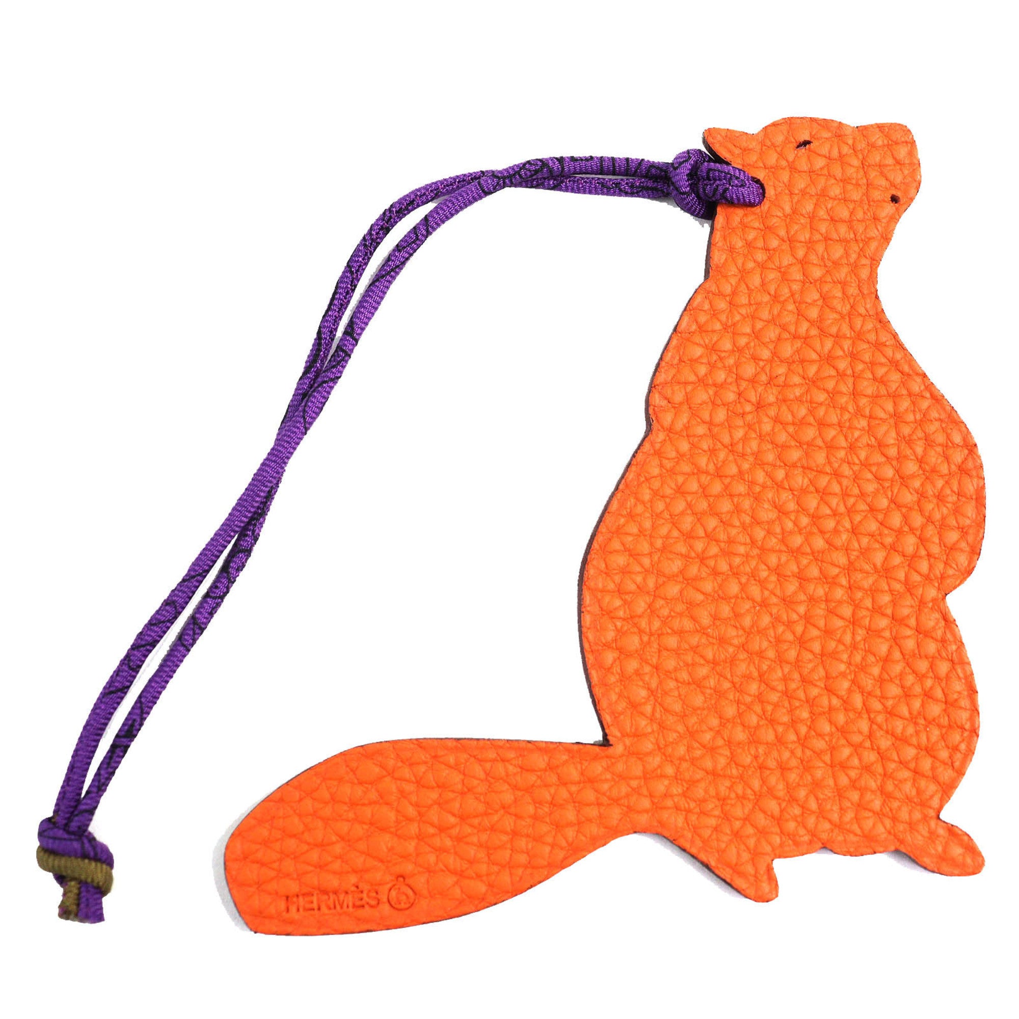 HERMES Petit H Beaver Epsom Togo Bag Charm in Pink and Orange, with Box, Women's, Very Popular — Like New