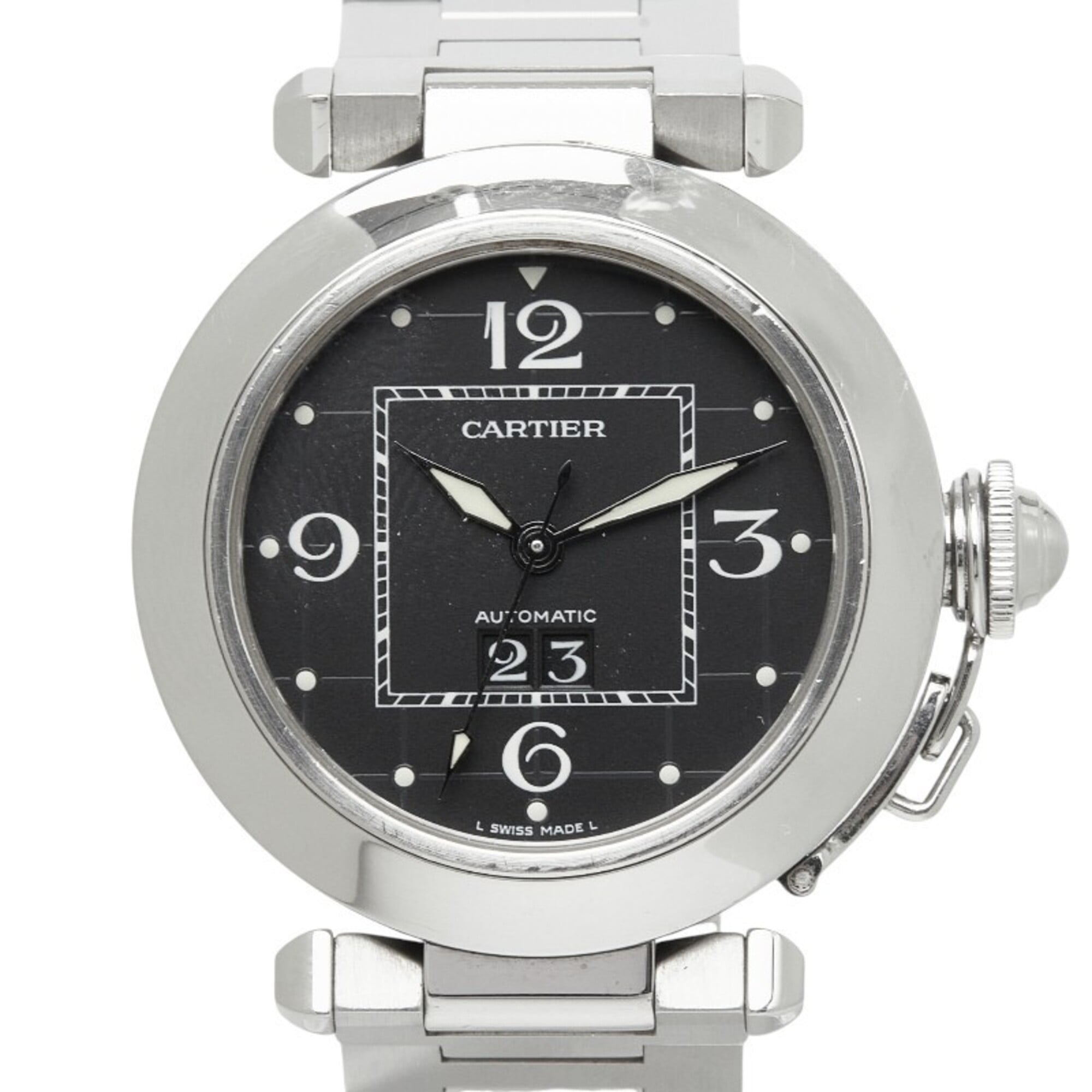 Cartier Pasha C Big Date Watch W31053M7 Automatic (with manual winding) Black Dial Stainless Steel Ladies CARTIER — Good