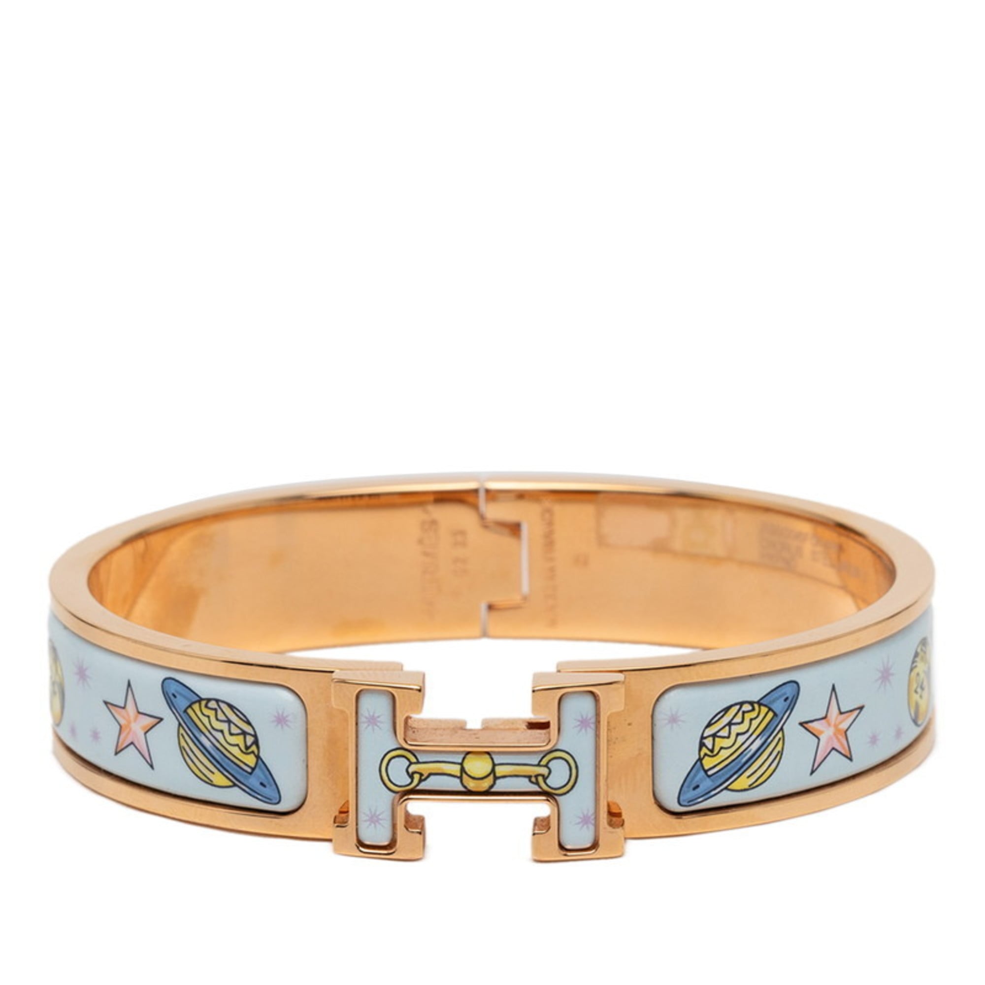 Hermes Hermès Click H PM Chorus Stellarum Bangle Bracelet in Gold, Blue, and Multicolor Plated for Women
