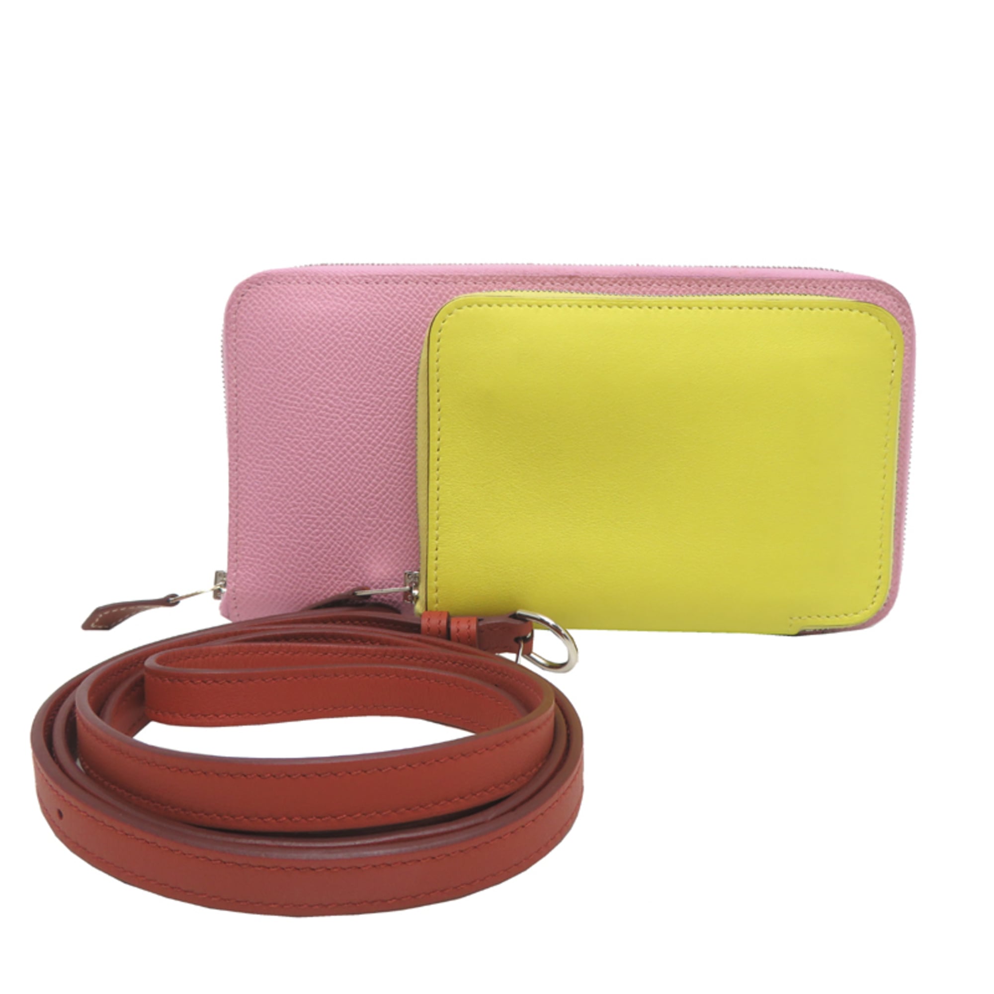 Hermes Hermès Nouveau To Go Zip B Stamp Women's Shoulder Bag Swift Mauve Sylvestre x Lime Cuivre