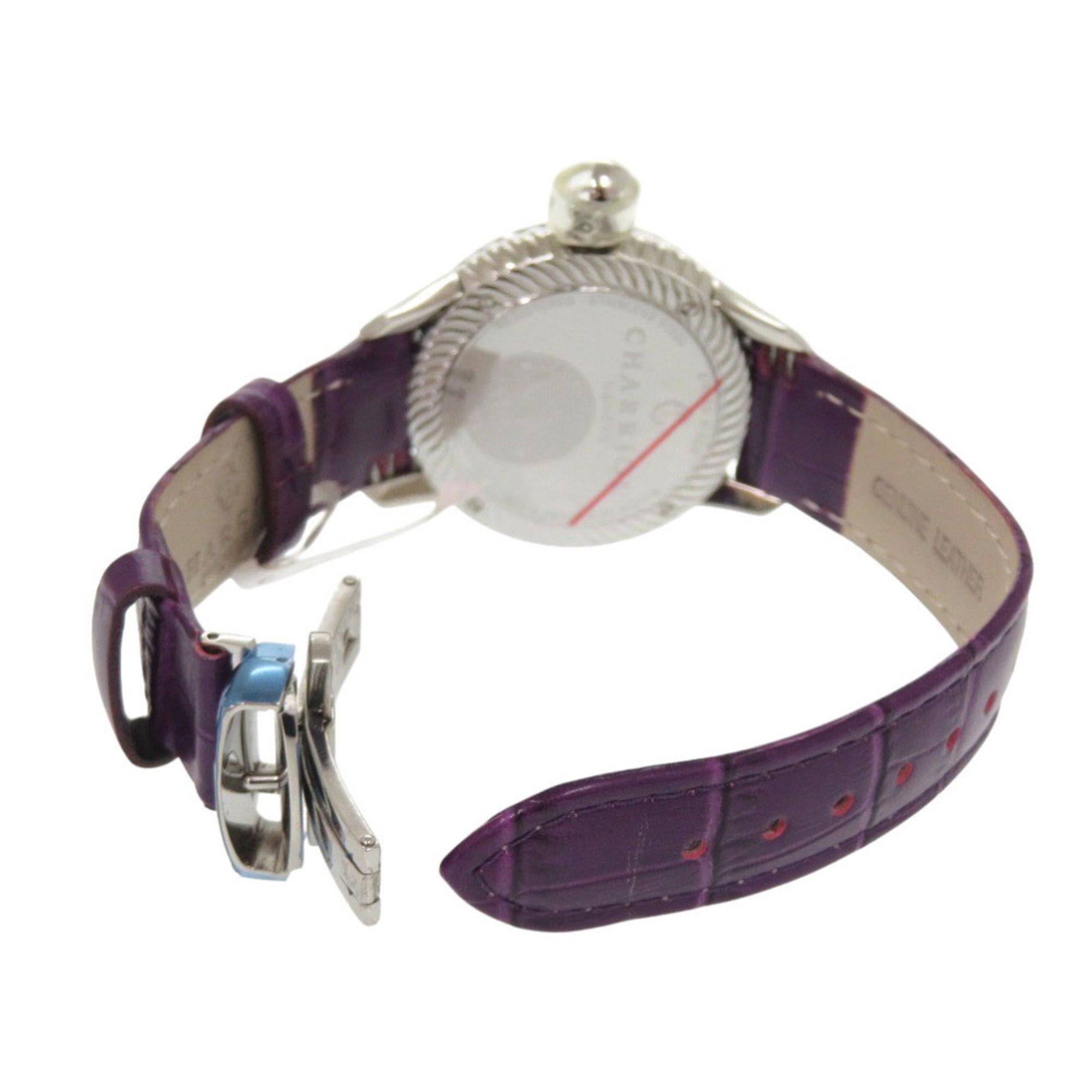 Unused Charriol Columbus 12-Piece Diamond Watch CO36QS.369.003, Stainless Steel Embossed Leather, Purple Dial, Quartz Movement, 0596 CHARRIOL — New - Store Return