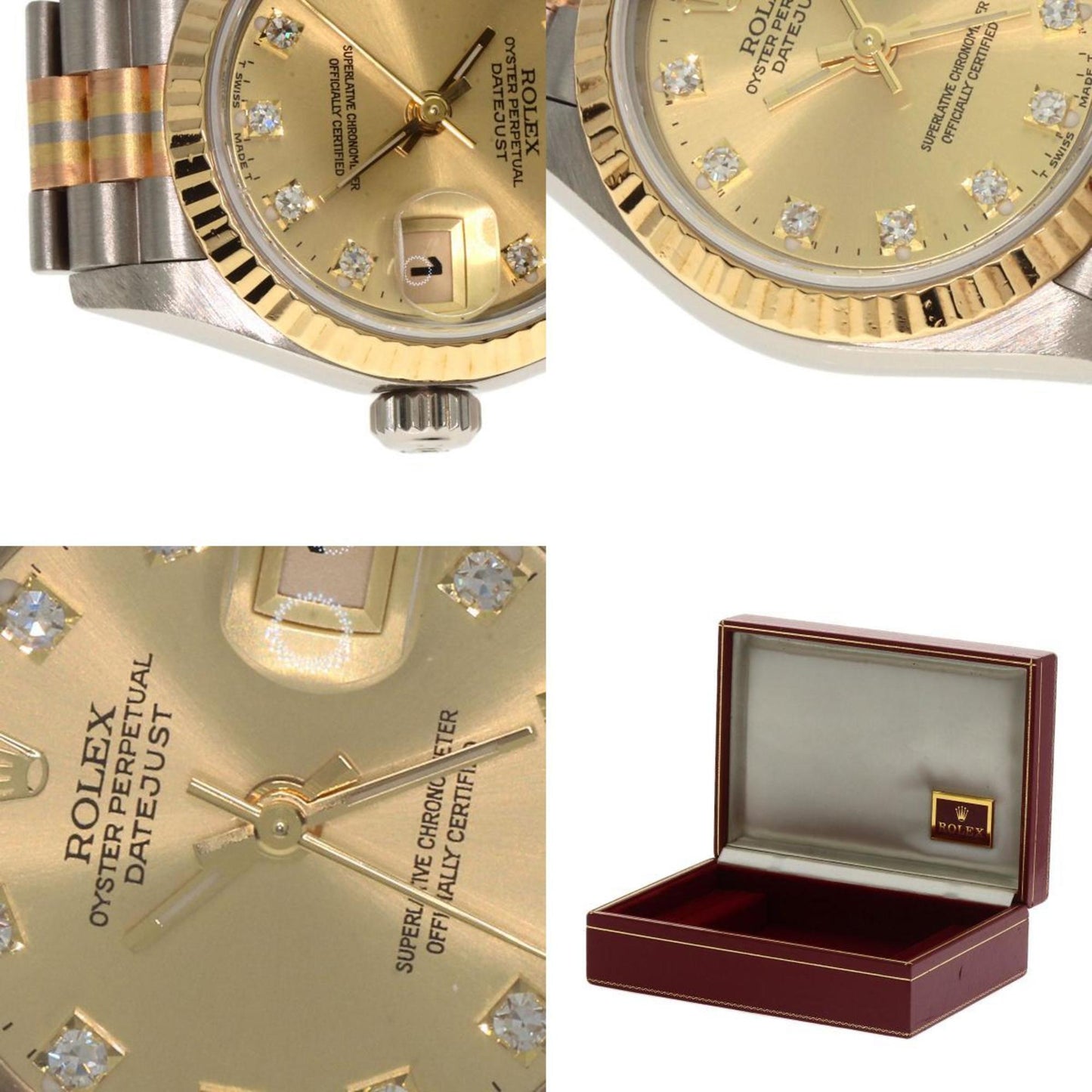 Rolex 69179BIC Datejust 10P Diamond Tridor Watch 18K White Gold 18KYG Ladies ROLEX