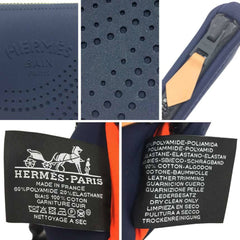 HERMES Neoban PM Wave Punching Flat Pouch Blue Navy Men's Women's Unisex — Like New