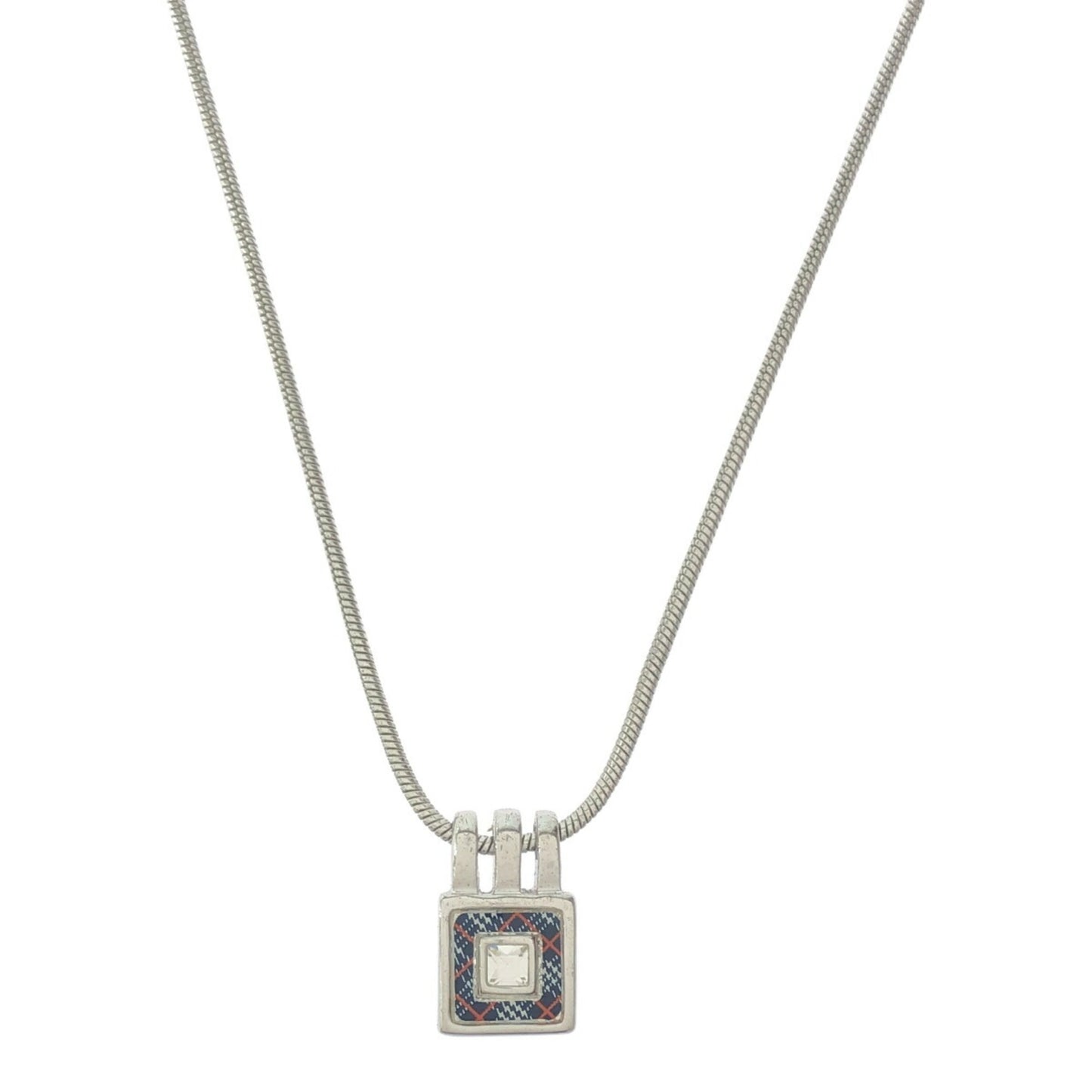 BURBERRY Nova Check Silver Necklace VINATGE Square Zirconia Women's Mikunigaoka Store ITKZB654Z0DS RM0105V