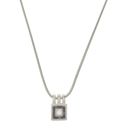 BURBERRY Nova Check Silver Necklace VINATGE Square Zirconia Women's Mikunigaoka Store ITKZB654Z0DS RM0105V