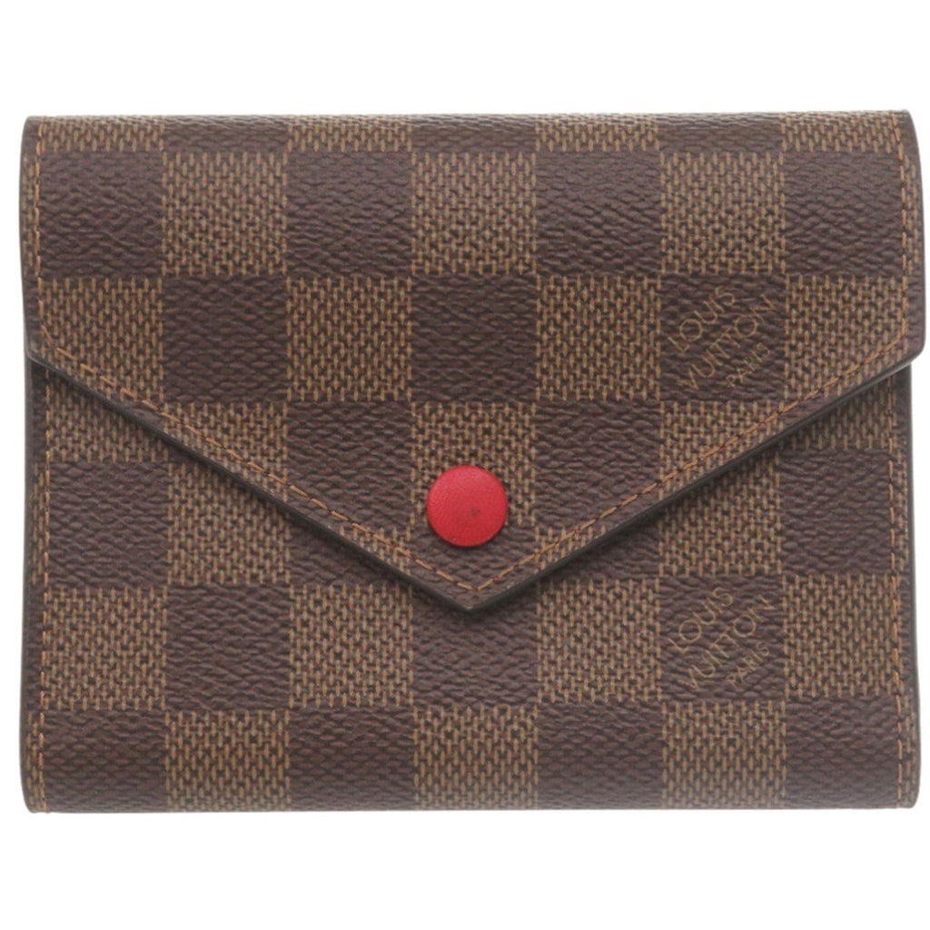 Excellent condition Louis Vuitton Portefeuille Victorine Damier N41659 tri-fold wallet with IC tag, red and brown, LV 0663