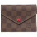 Excellent condition Louis Vuitton Portefeuille Victorine Damier N41659 tri-fold wallet with IC tag, red and brown, LV 0663