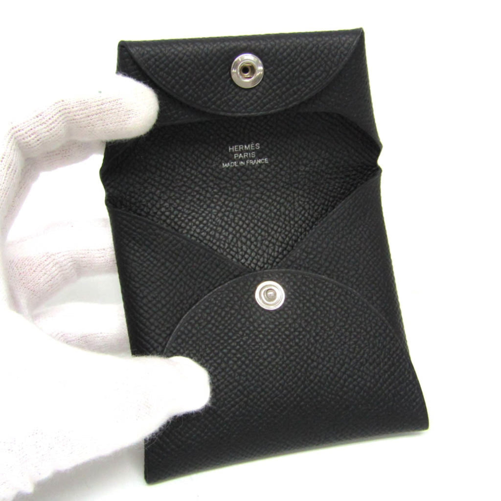 Hermes Bastia Women,Men Epsom Leather Coin Purse/coin Case Black