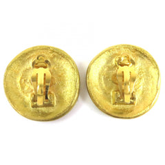 CHANEL Vintage 1994 94P Coco Mark Round Earrings (Pair) Gold Made in France Women's — Like New