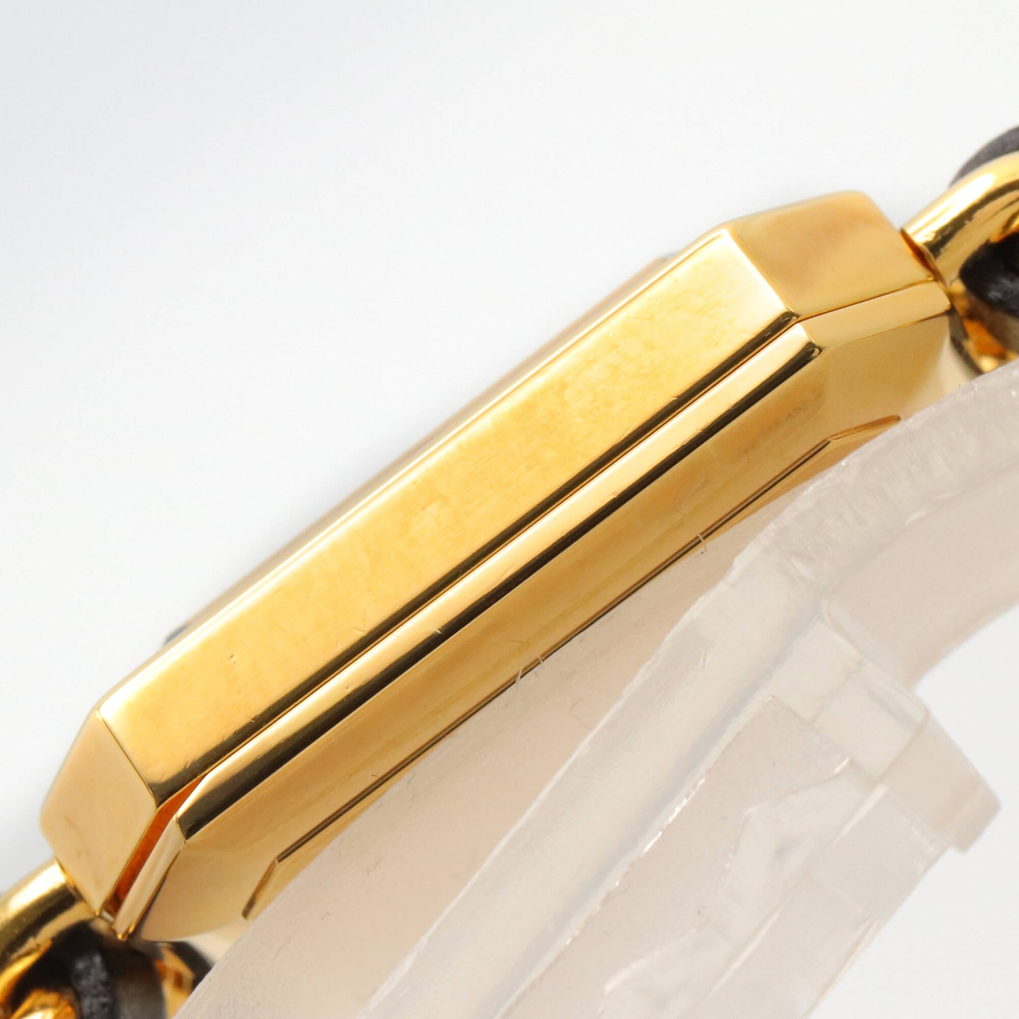 Chanel CHANEL Première M Wristwatch, Gold Plated (GP), Leather Strap, Women's, Black, H0001 — Very Good