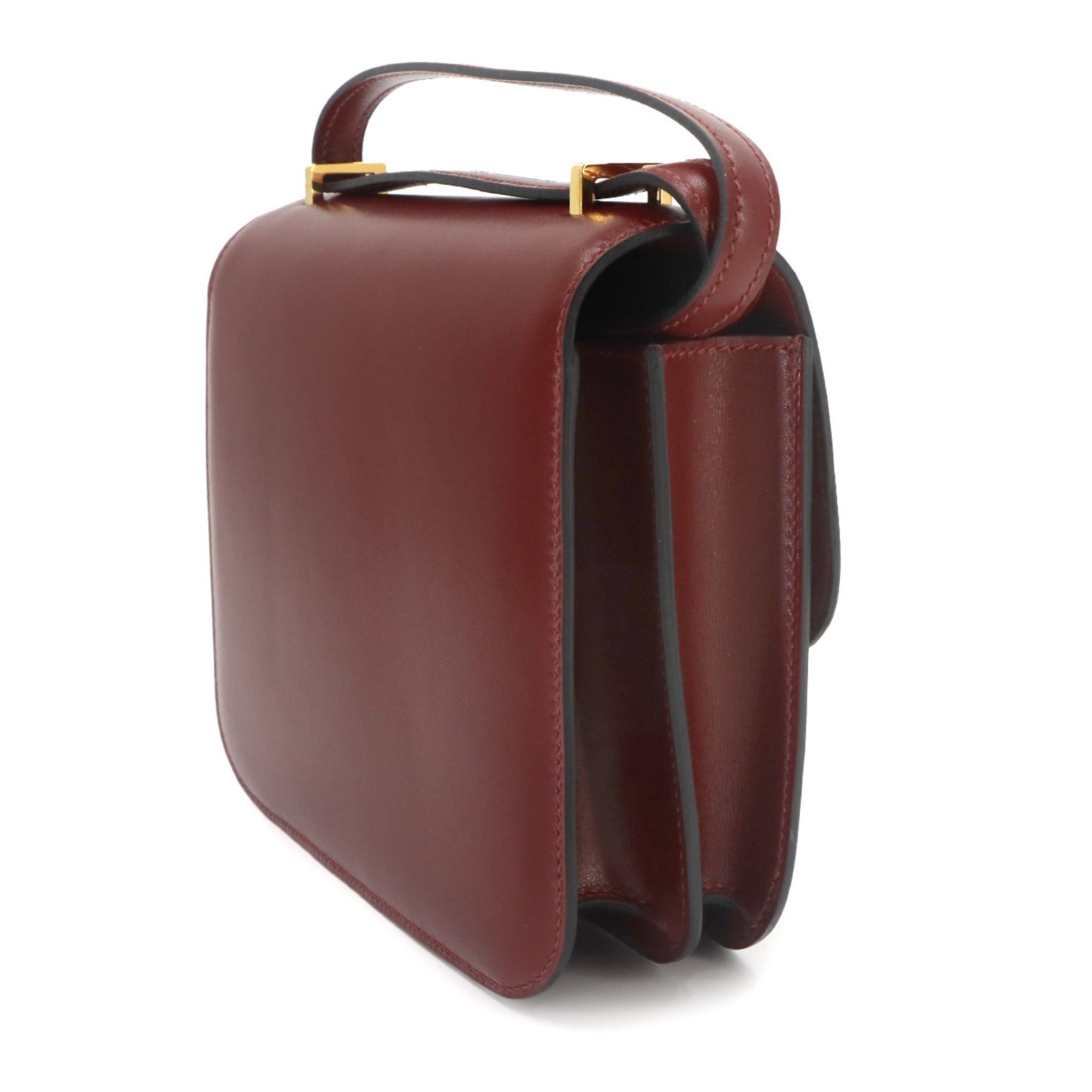 Hermes Constance 3 Mini 18 Shoulder Handbag, Box Calf Leather, Rouge H, Gold Hardware — Like New