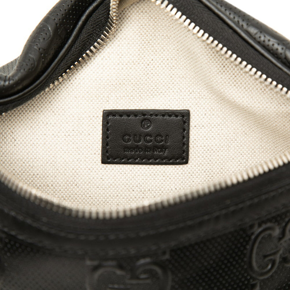 Gucci GG Embossed Waist Bag, Body Crossbody 658582, Black Leather, Women's, GUCCI — Like New