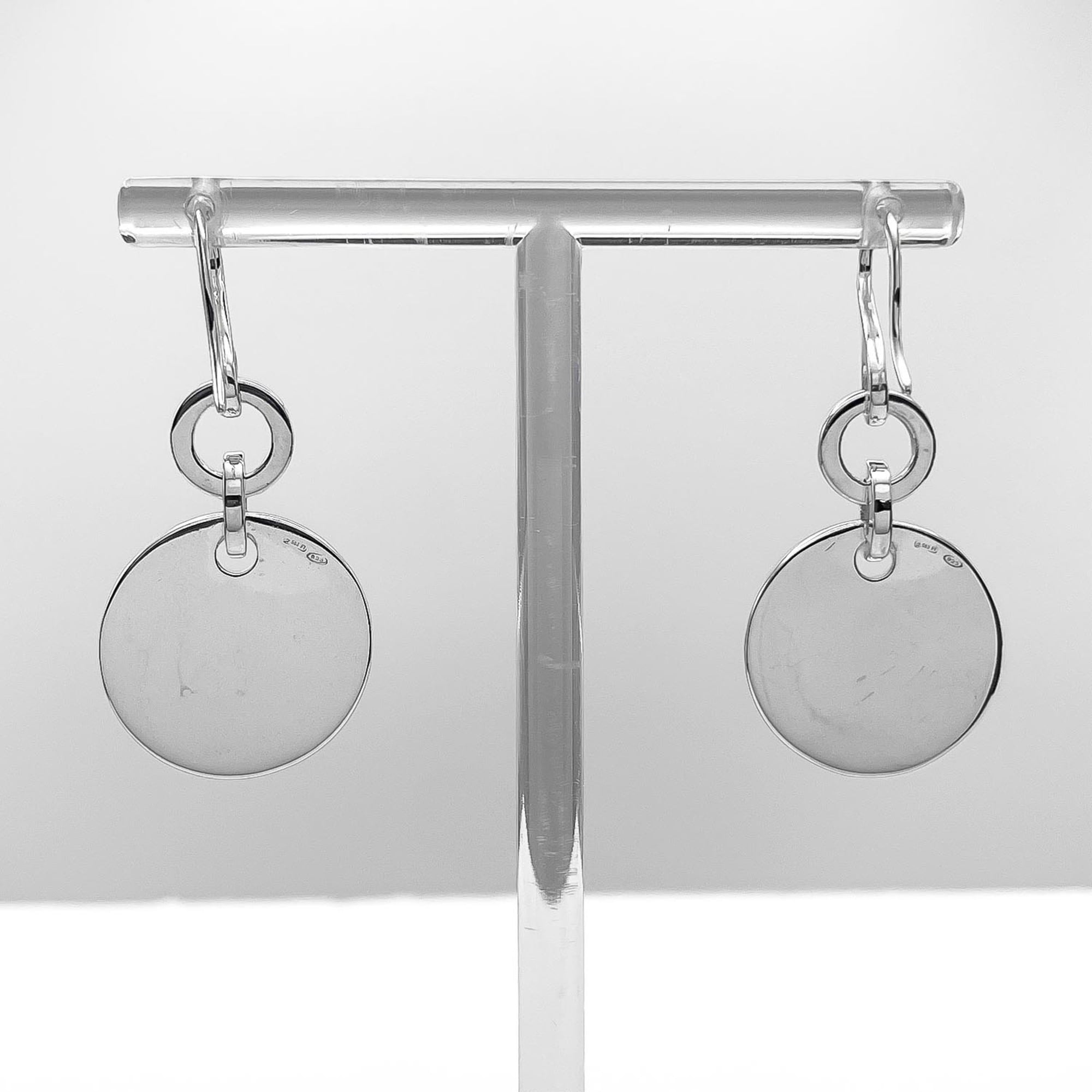 GUCCI Logo Round Plate Earrings, Tiered Swing, SV925, Men's & Women's — Like New