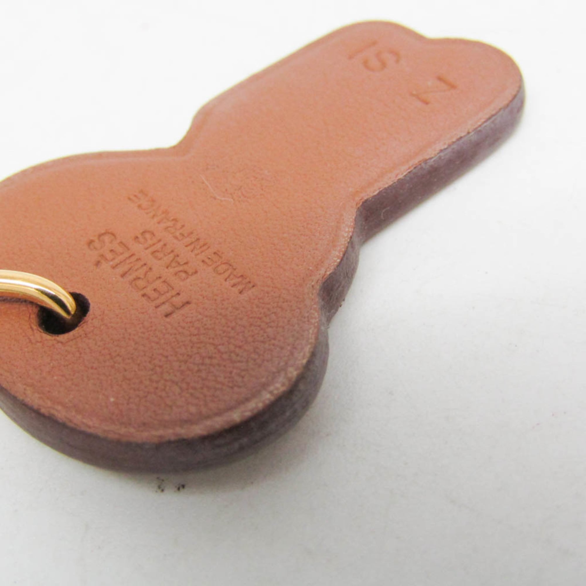 Hermes H Curiosité Cre Leather,Metal Drop Earrings Brown — Like New