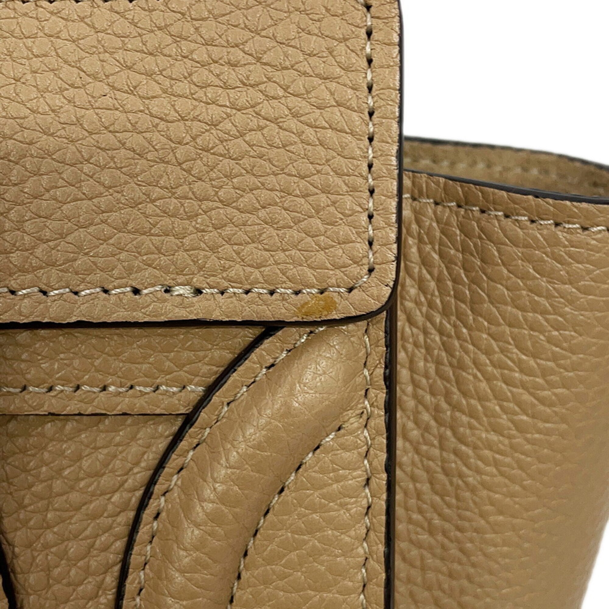 Celine handbag, Luggage Nano Shopper, leather, 189243, CELINE 2-way, beige — Like New