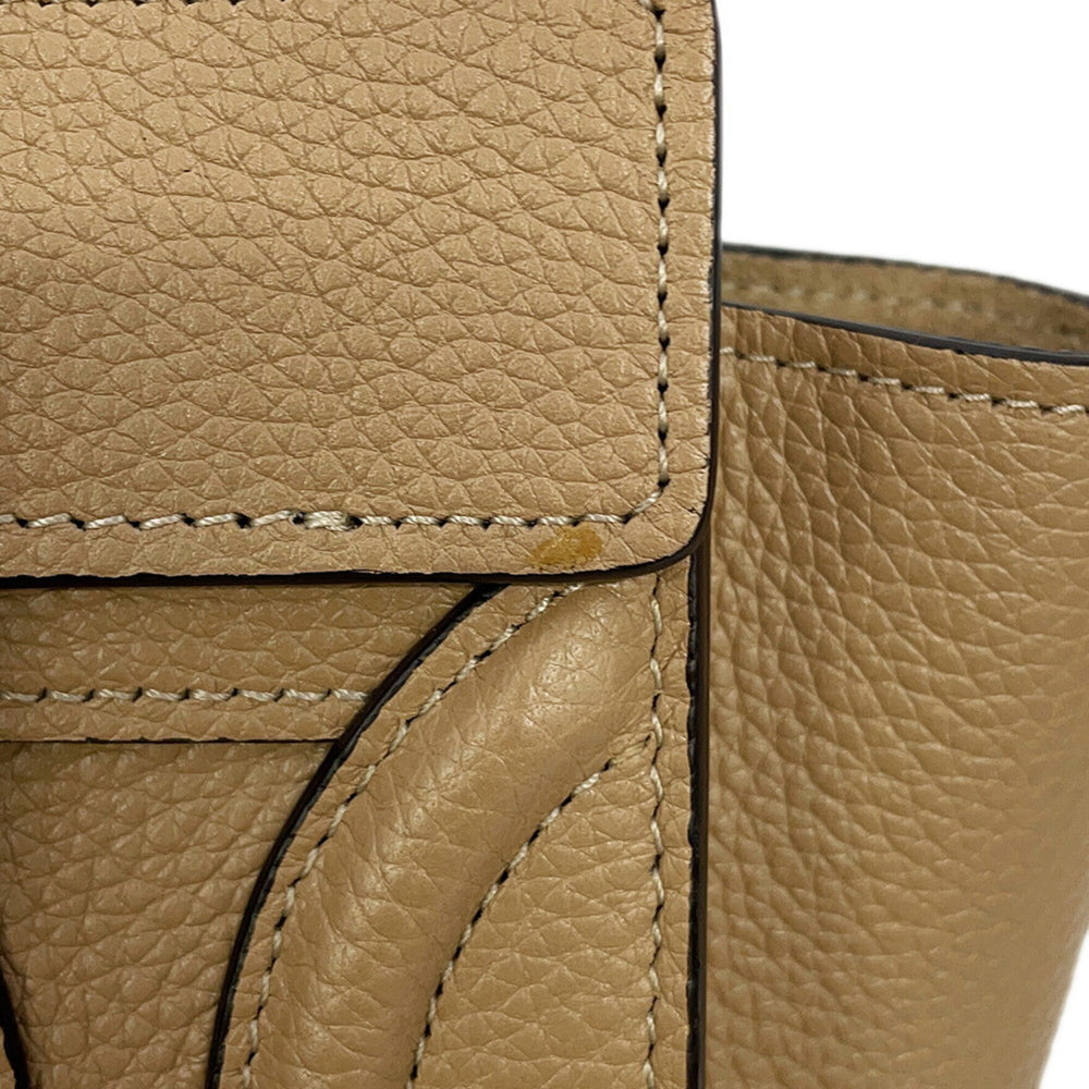 Celine handbag, Luggage Nano Shopper, leather, 189243, CELINE 2-way, beige — Like New