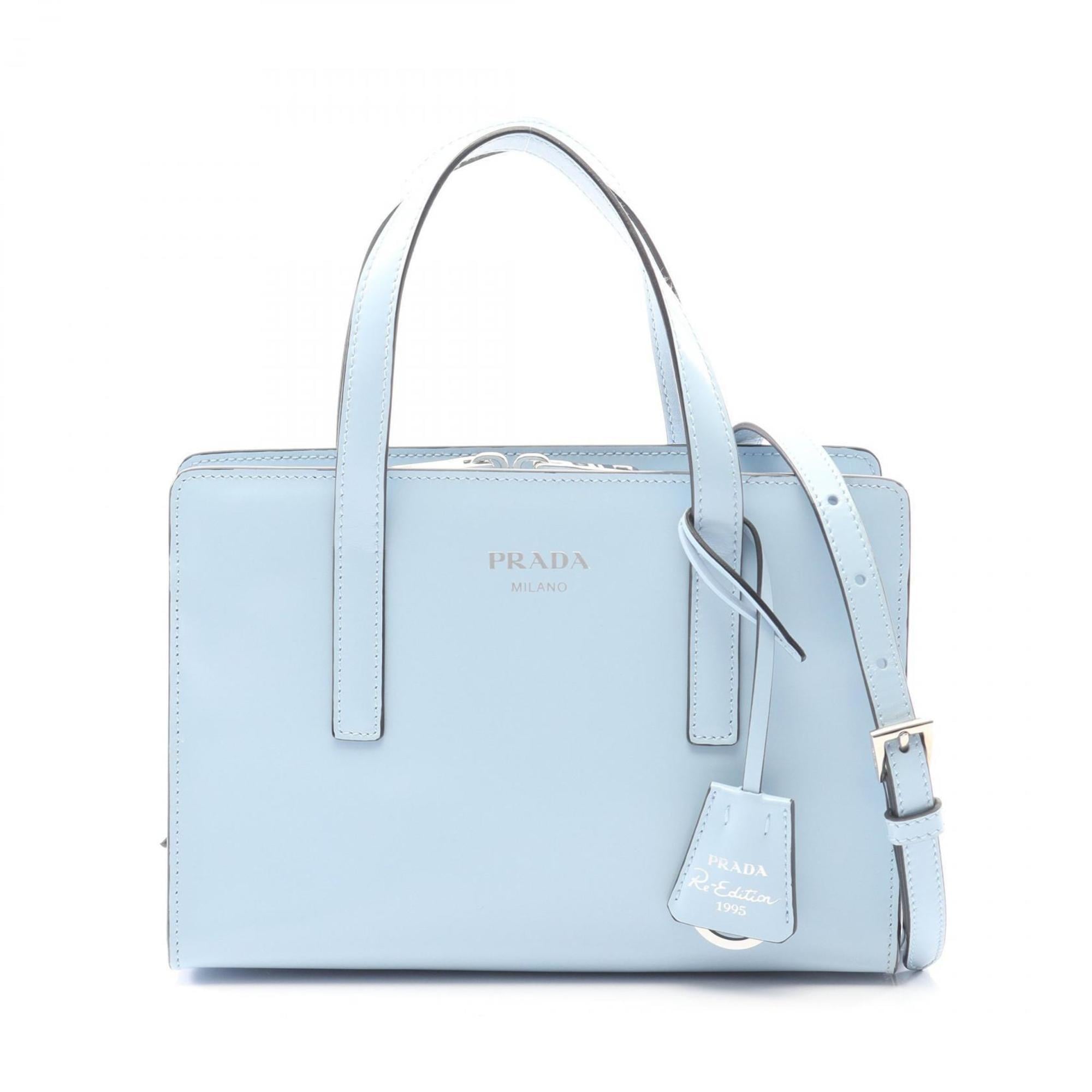 Prada Re-Edition 1995 SPAZZOLATO Leather Handbag, Women's, Blue, 1BA357
