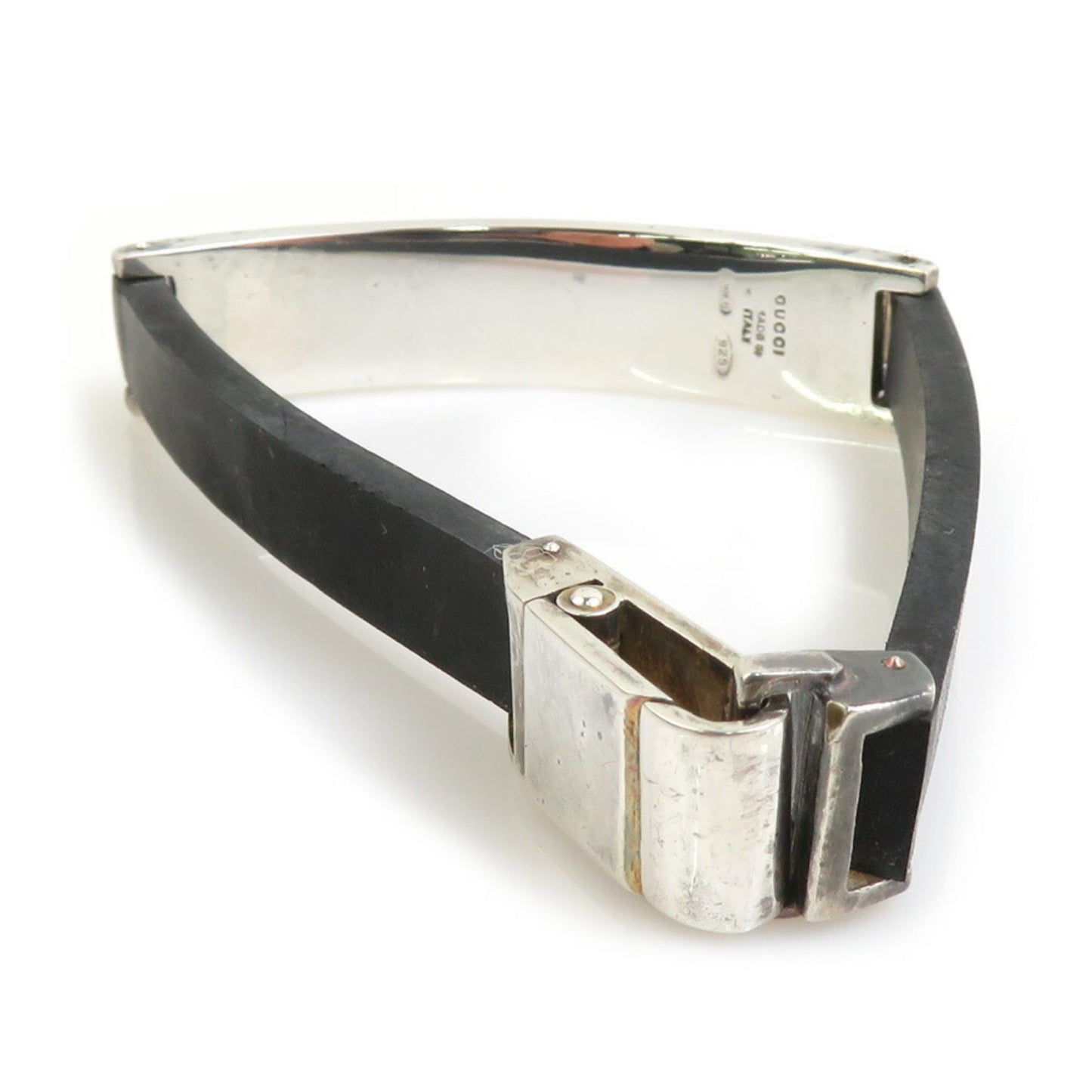 Gucci 925 Sterling Silver Rubber Bracelet in Black and for Men Women, 56475a