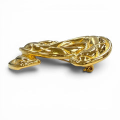 CHANEL Vintage Coco Mark Matelassé Brooch, Gold, Made in France, Women's Accessory — Like New