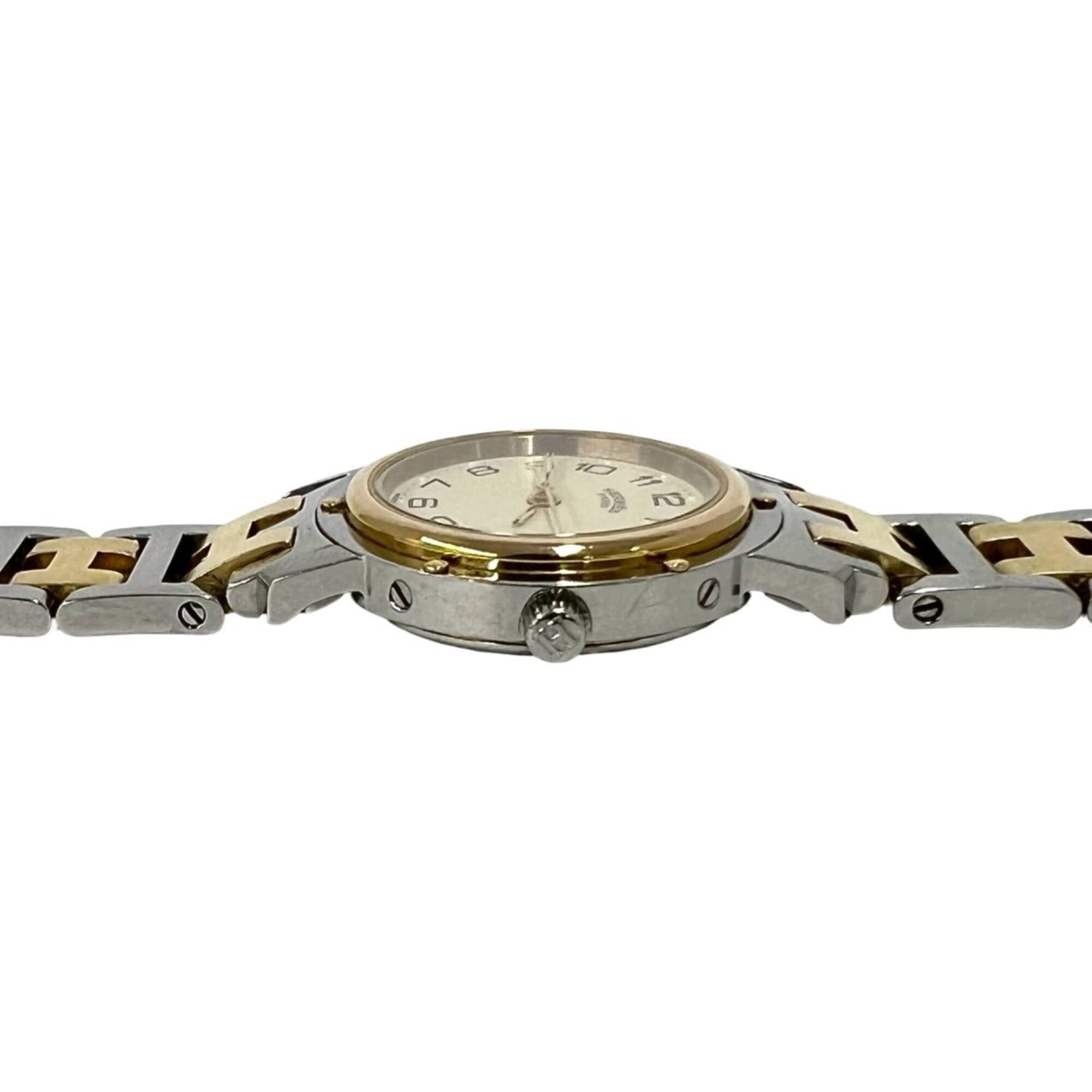 HERMES Clipper Stainless Steel GP Quartz Wristwatch, Silver/Gold, 23912 — Good