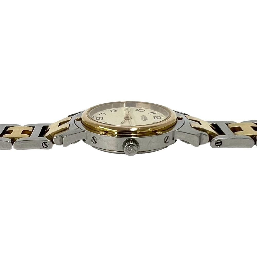 HERMES Clipper Stainless Steel GP Quartz Wristwatch, Silver/Gold, 23912 — Good