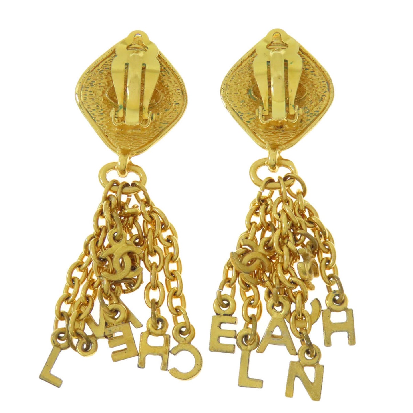Chanel logo chain earrings in metal for women