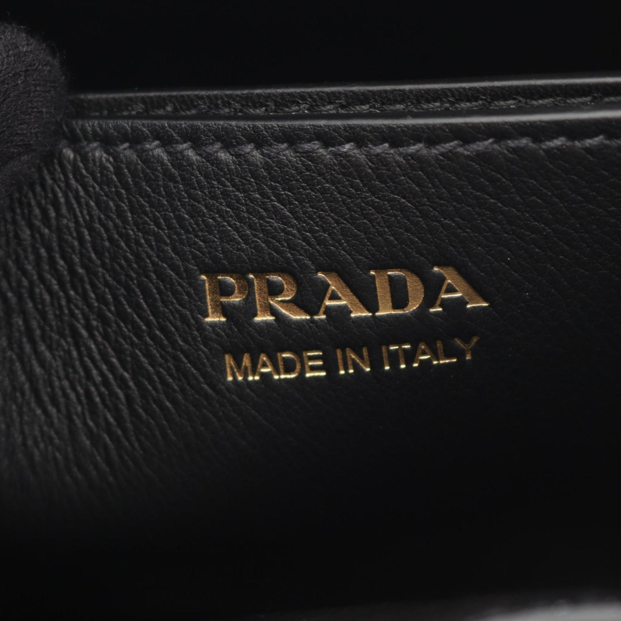 Prada Soft Grain Vite Buckle Tote Bag, Leather, Women's, Black, 1BA434 — New - Store Return