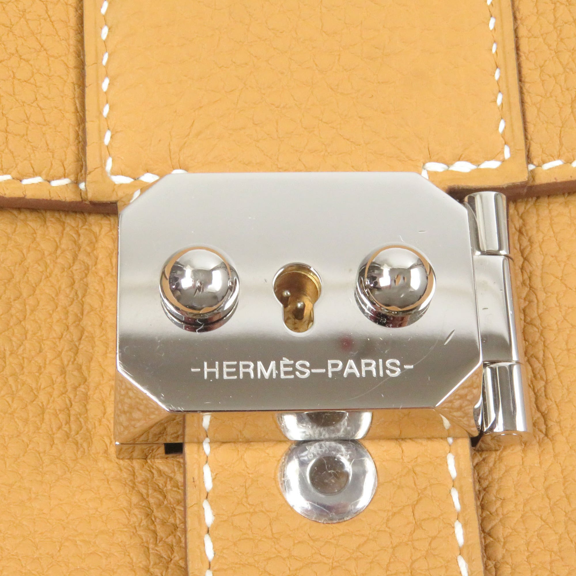 HERMES Sac à Dépêches 21 Togo Leather Shoulder Bag, Natural Sable, W Stamp, with Dust Made in France, Men's — Like New