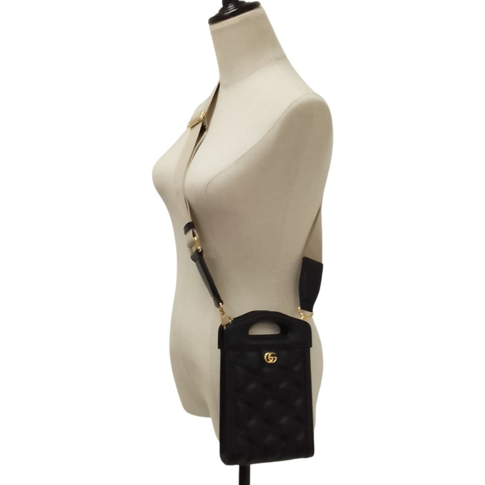 GUCCI GG Matelassé Mini Top Handle Bag Shoulder 723776 Black Women's — Like New