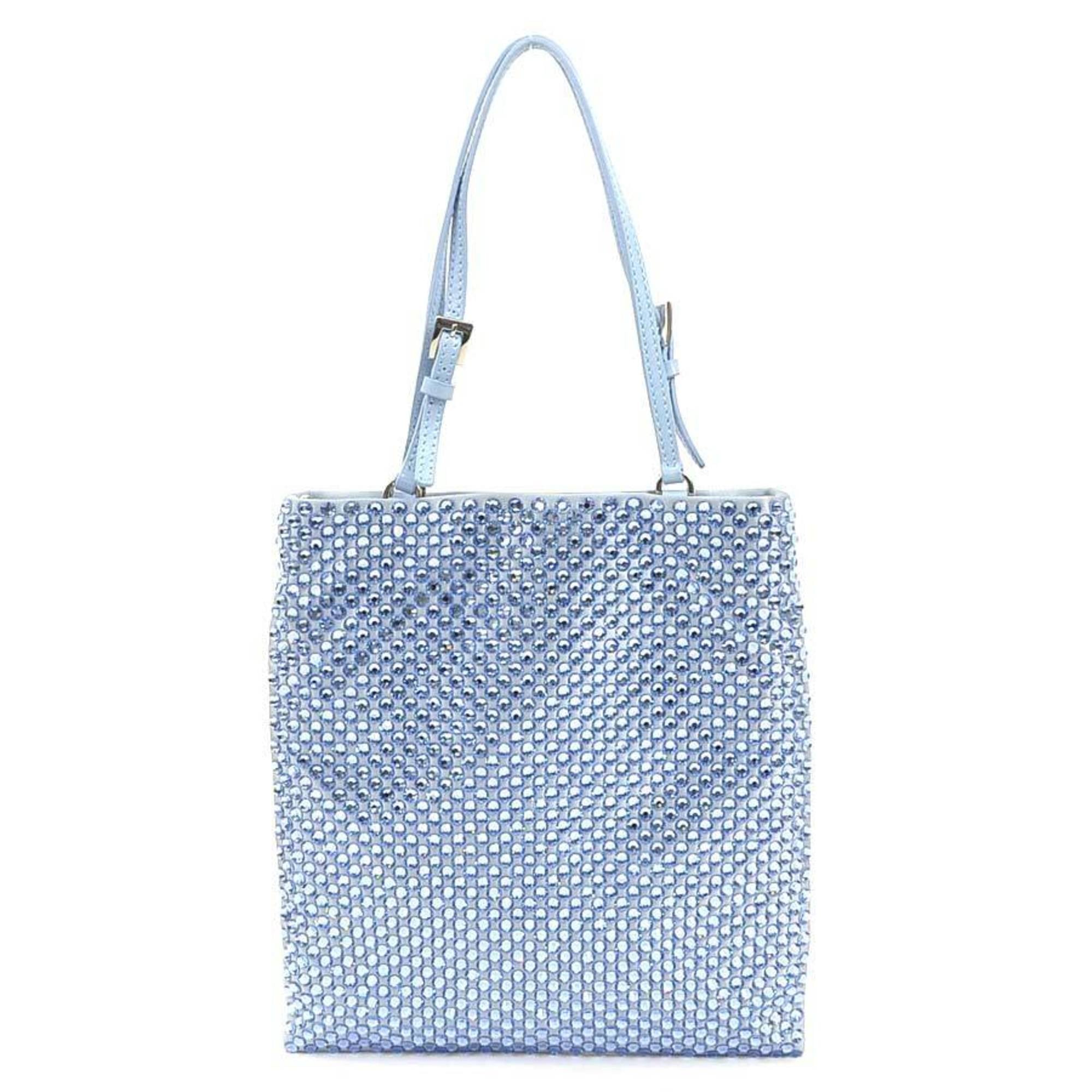 Prada handbag in light blue satin and rhinestones, women's, 1BA253 90225n