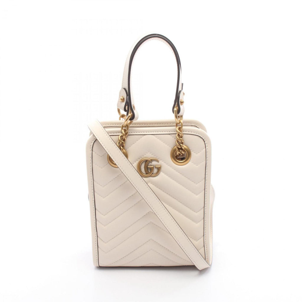 Gucci GG Marmont Handbag, Leather, Women's, White, 696123