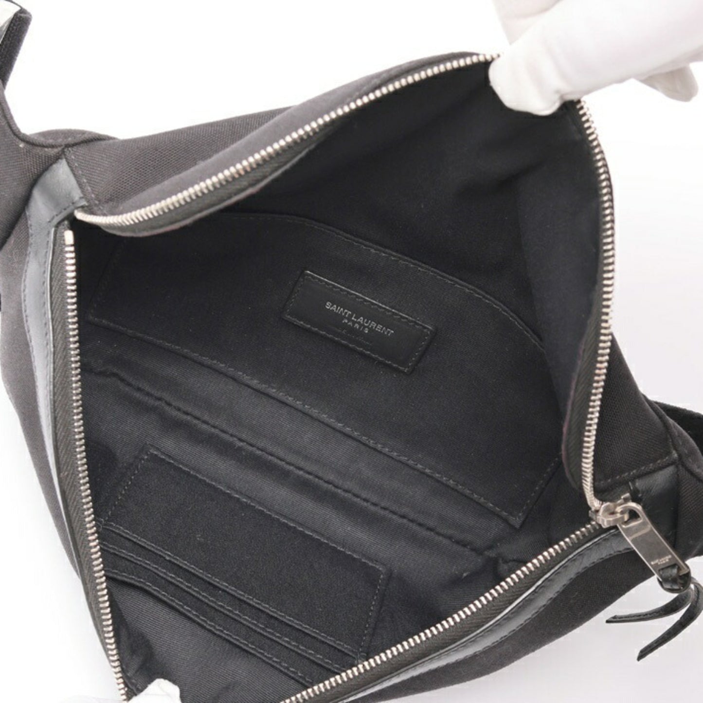 Saint Laurent Belt Bag/Body Bag 557831 Canvas Leather Black S-159087