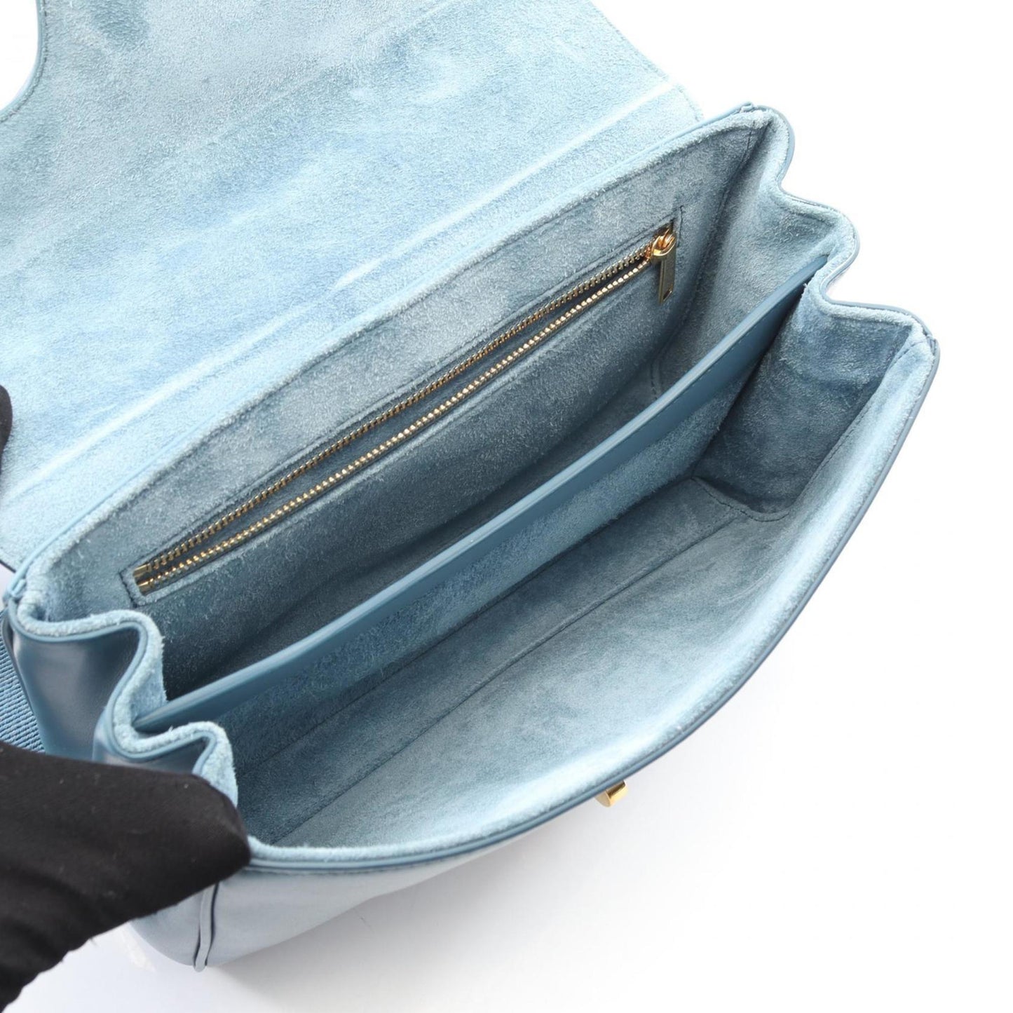 Celine Teen Soft 16 Shoulder Bag, Leather, Women's, Blue, 196853