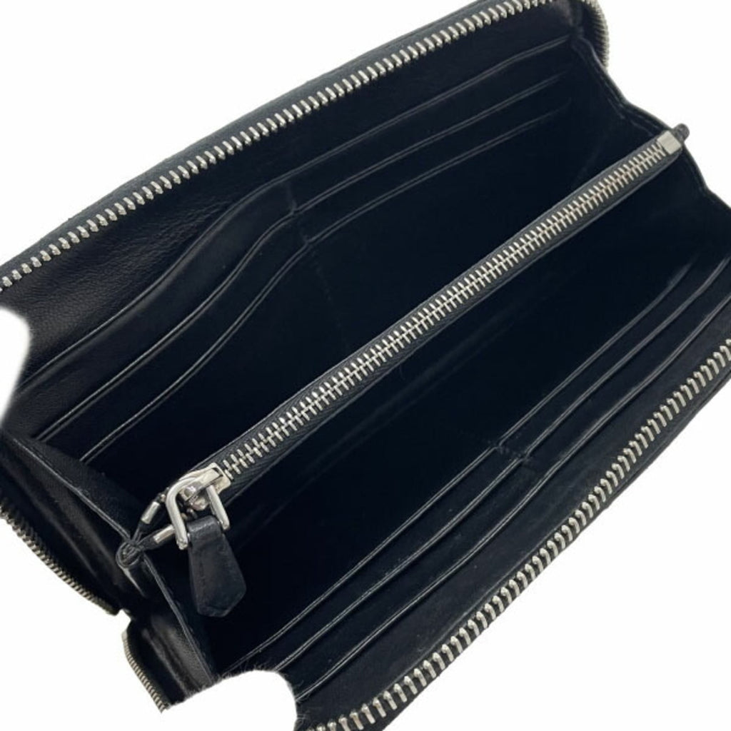 Prada Camouflage Round Long Wallet, Nylon and Leather, Gray Black, 1M0506, PRADA Pattern, Shirring, Gathered Pleats, YY-15718