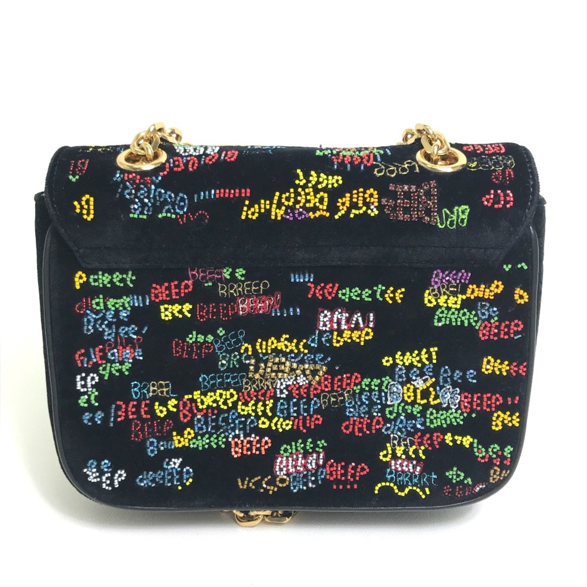 CELINE Small C Bag Chain Shoulder Bag Black x Multicolore — Like New
