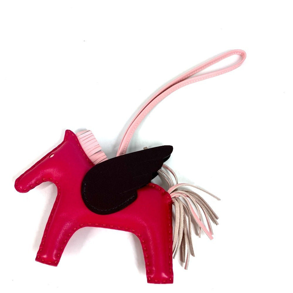 HERMES Horse Keychain Cheval Rodeo Pegasus MM Accessory Bag Charm Agneau Milo Men's Women's Pink — Like New