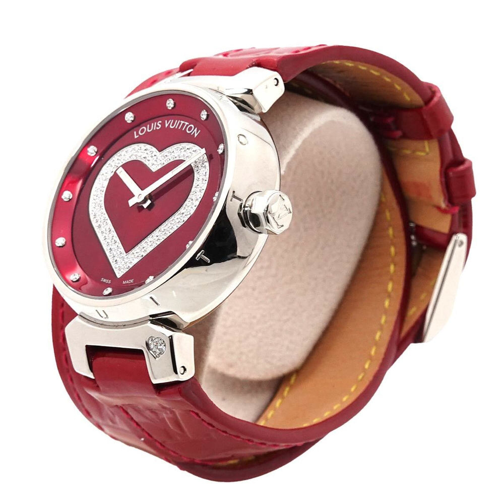 Louis Vuitton Tambour Heart Pomme d'Amour Q1314 Women's Watch 12P Diamond Red Quartz — Very Good