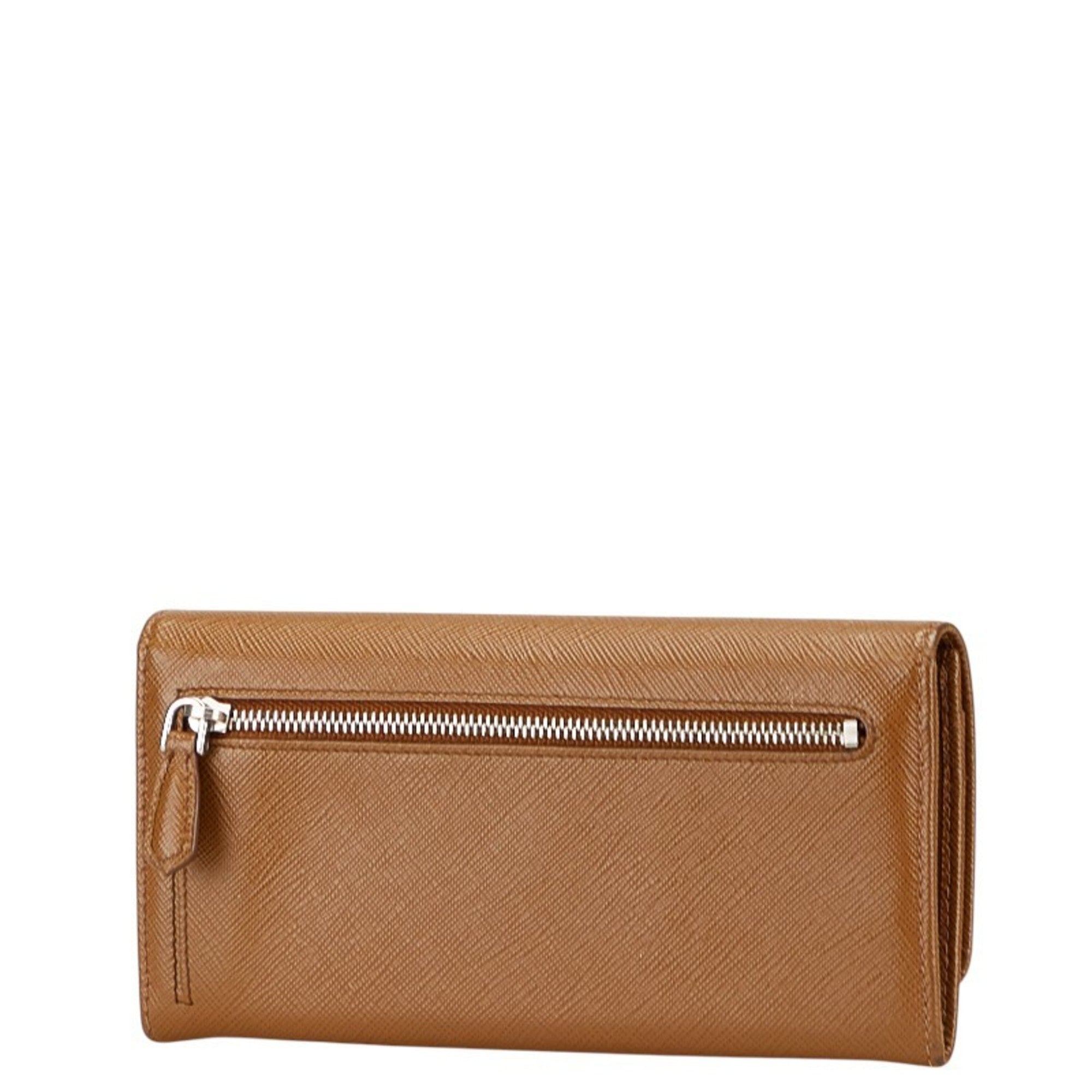 Prada Women's Long Wallet 1MH037 Brown Saffiano Leather