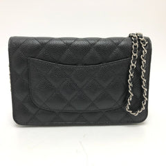 CHANEL AP0250 Matelasse Coco Mark Classic Chain Wallet Shoulder Bag Caviar Skin Women's Silver Hardware Black — New - Store Return
