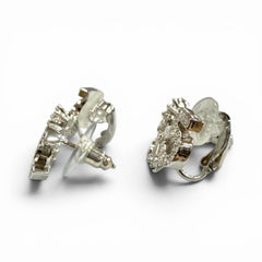 CHANEL B23P Coco Mark No. 5 Clover Rhinestone Earrings, Silver, Made in Italy, 2023 Model, Women's, with Box — Like New