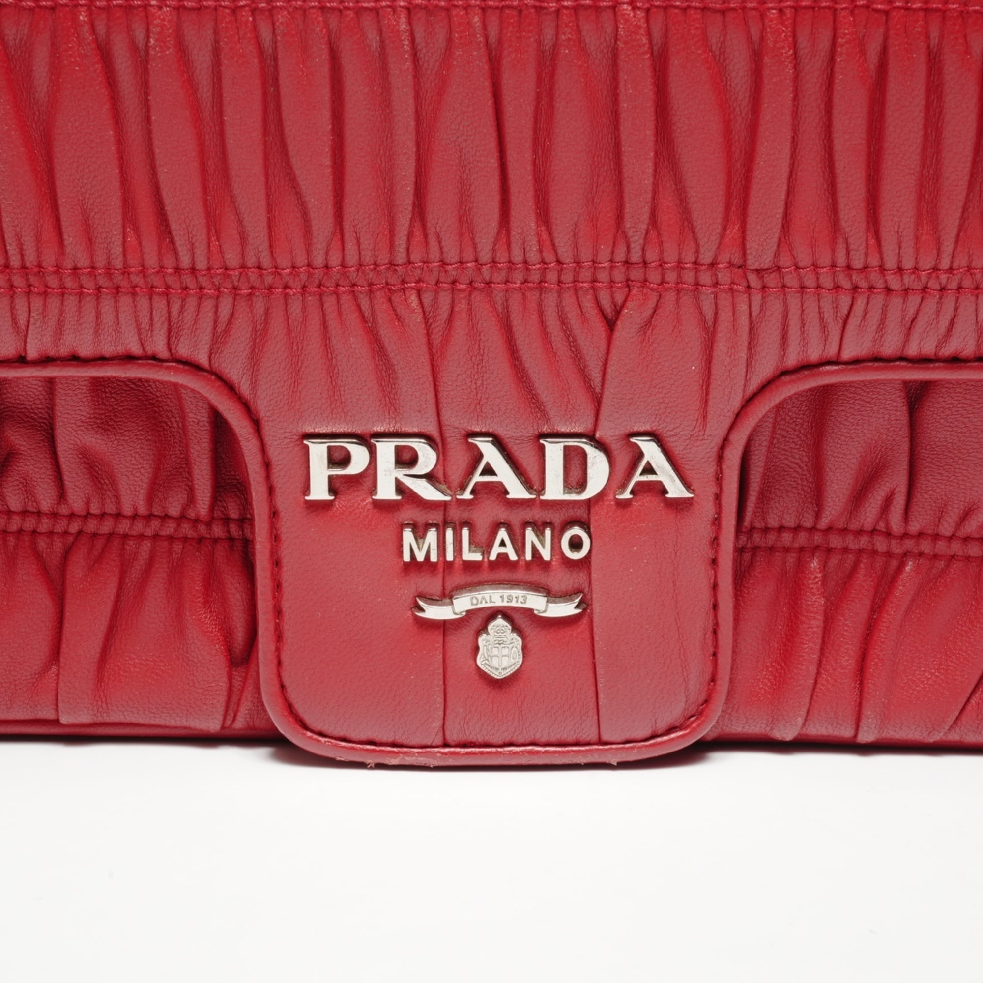 Prada Chain Nappa Gaufre Shoulder Bag in Red