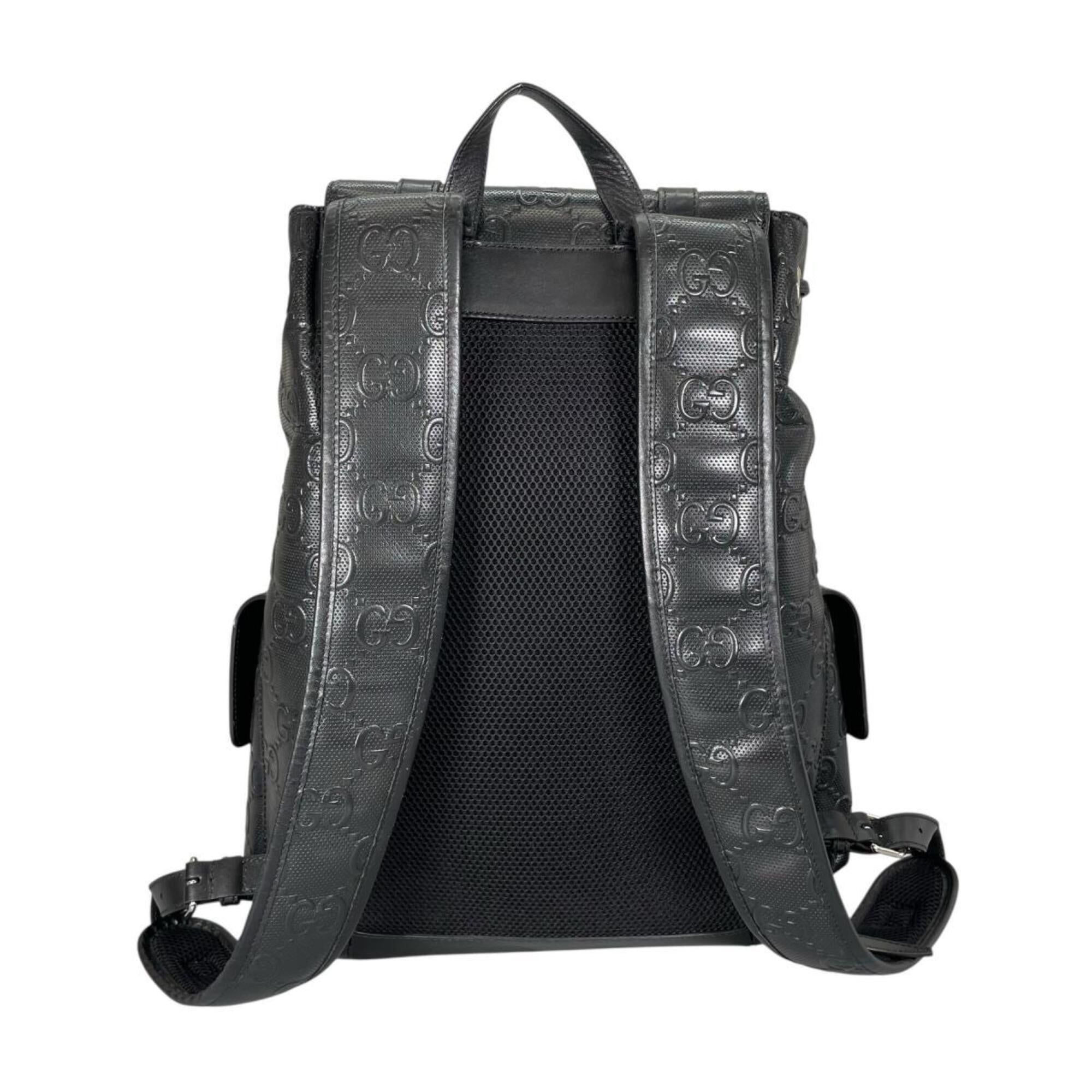Gucci GUCCI Backpack GG Embossed Leather 625770 Black — Like New