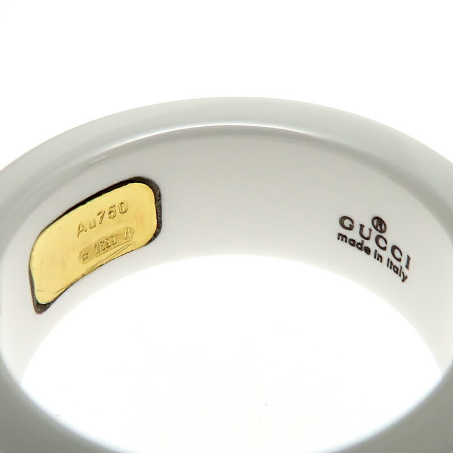 Gucci Icon Women's Ring, White Ceramic, Size 8